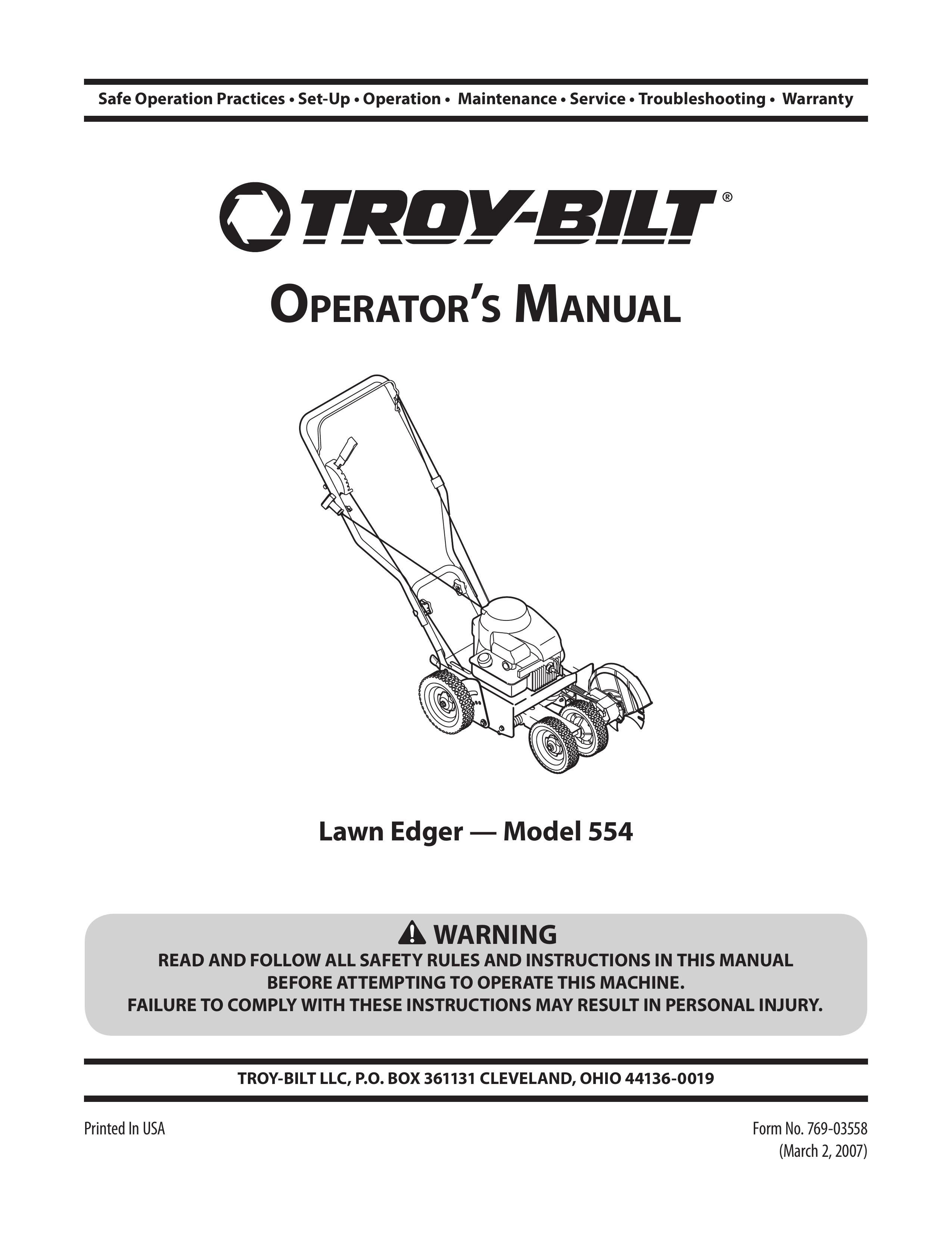 Troy-Bilt Model 554 Edger User Manual