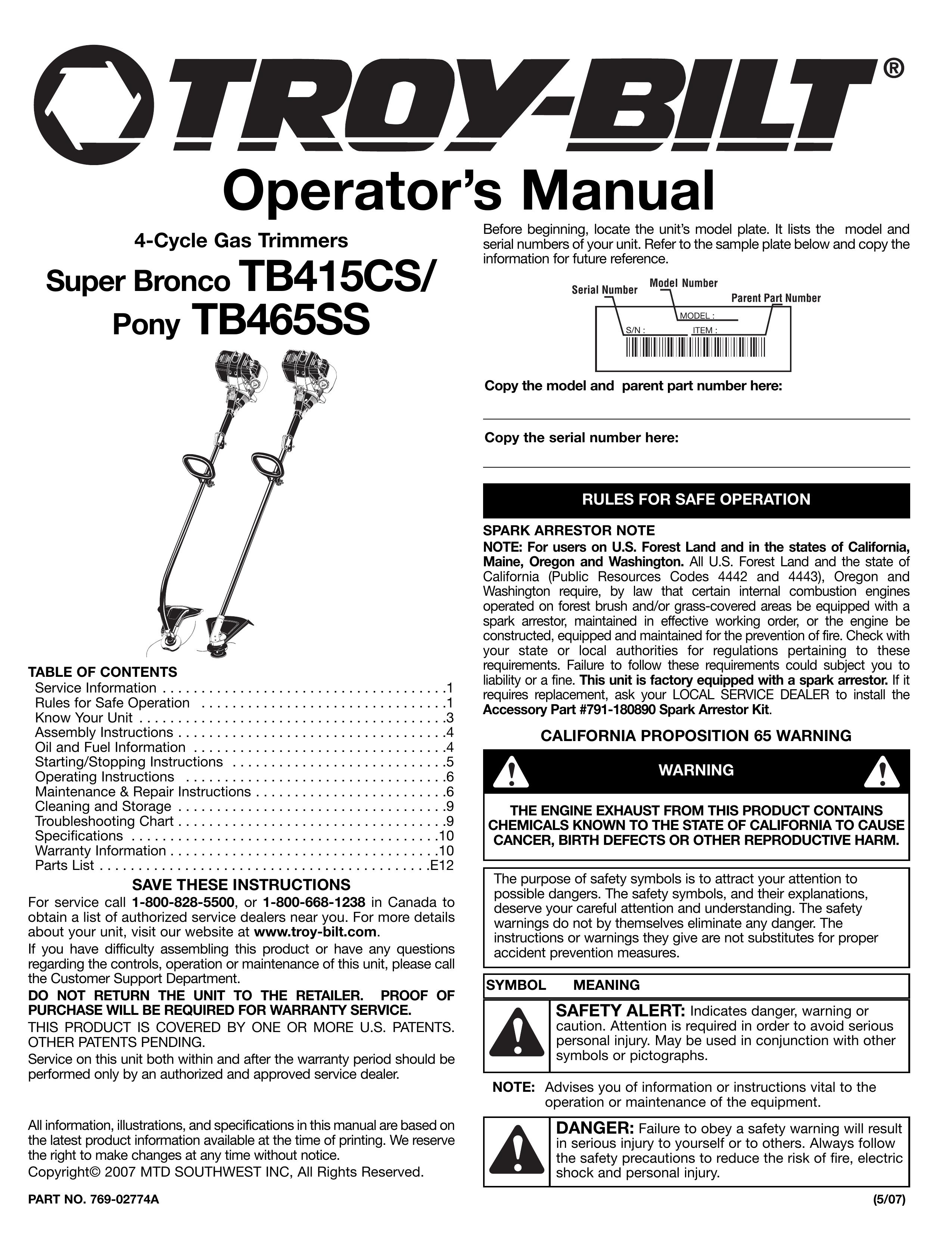 Troy-Bilt TB465SS Edger User Manual
