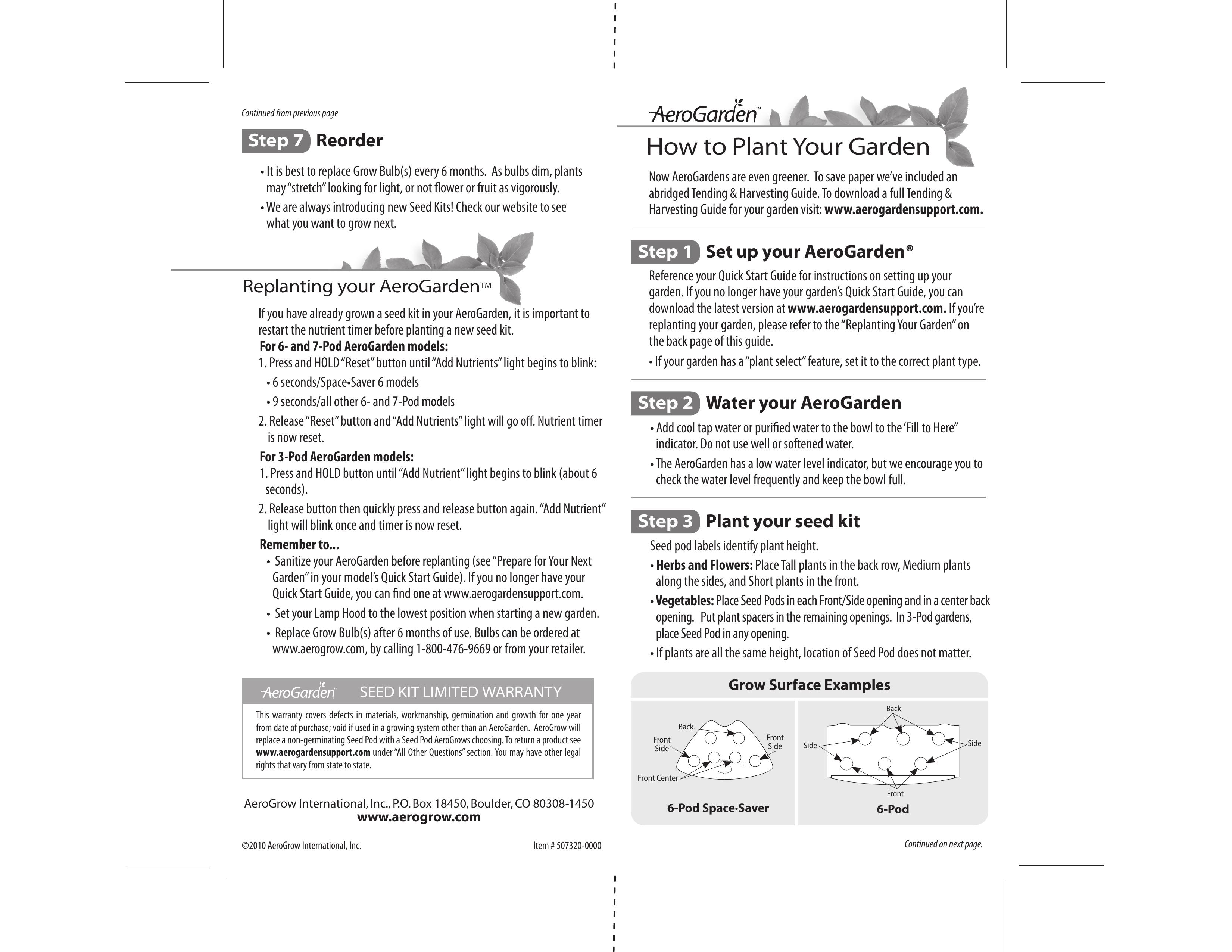 AeroGarden 507320-0000 Greenhouse Kit User Manual