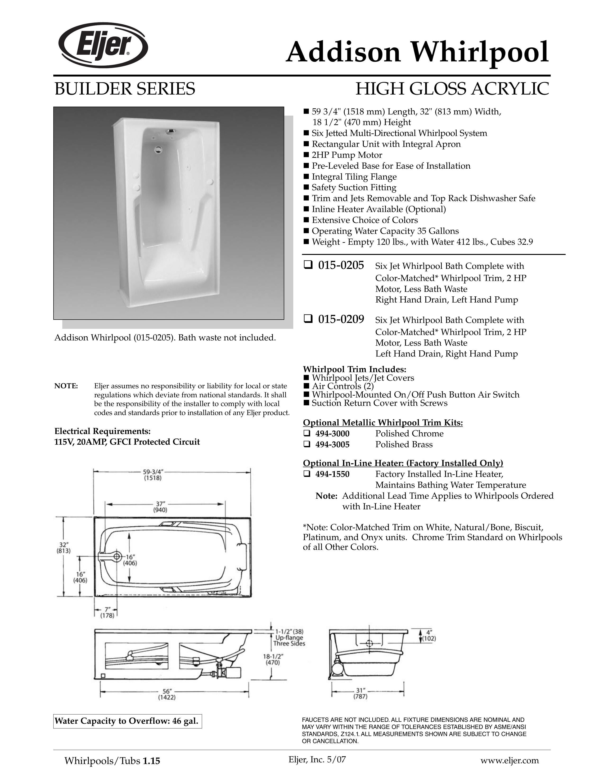 American Standard 015-0205 Hot Tub User Manual