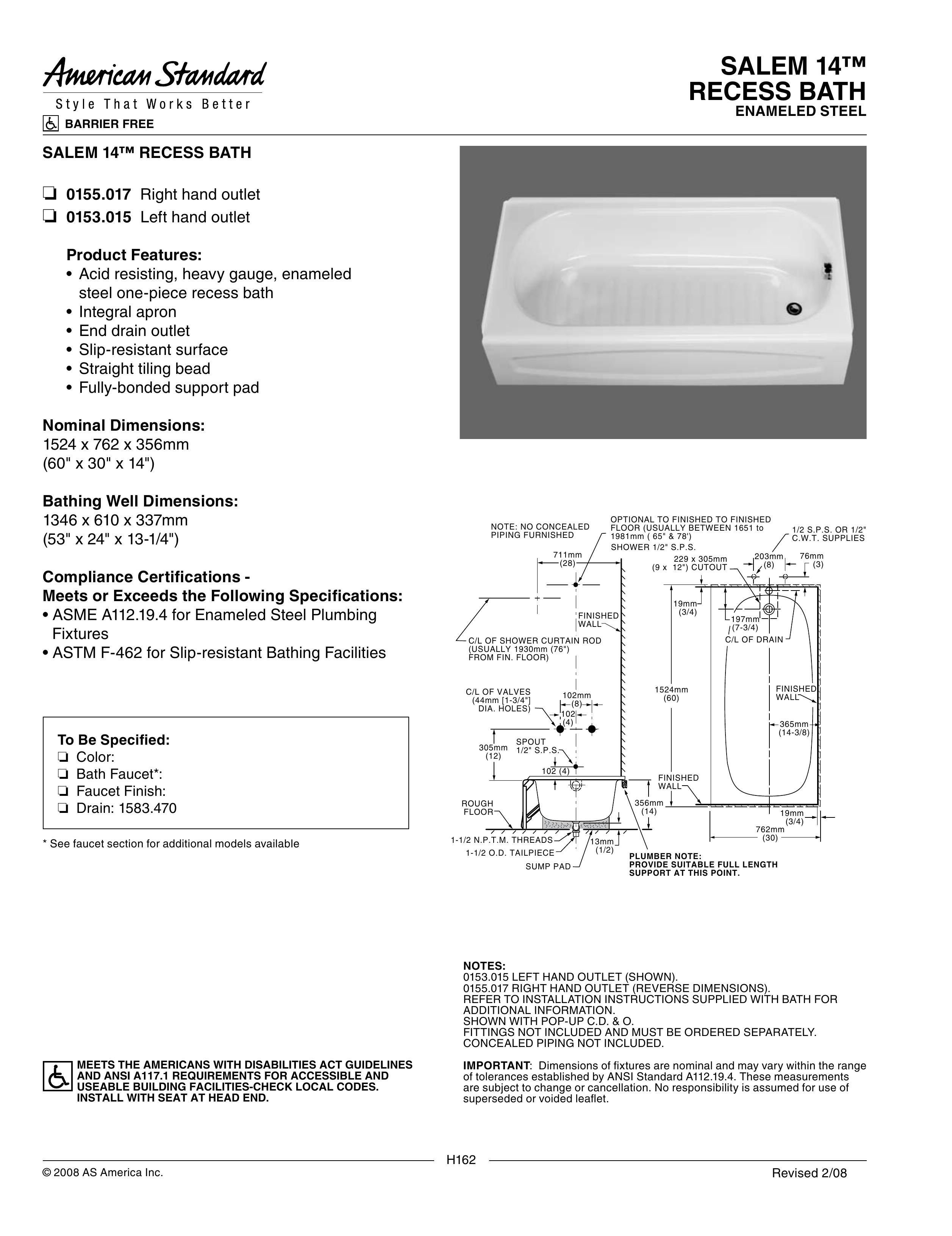 American Standard 0153.015 Hot Tub User Manual