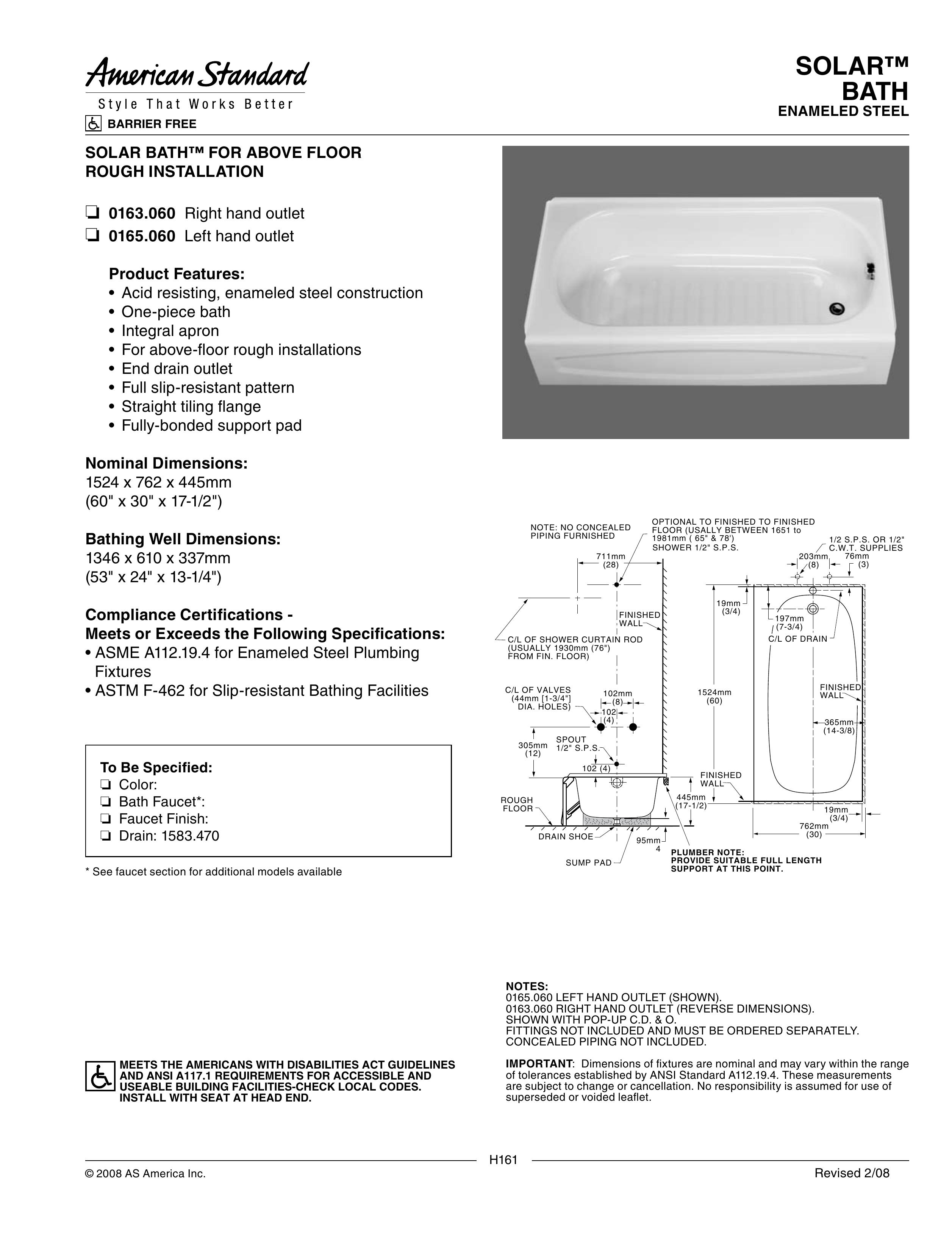 American Standard 0163.060 Hot Tub User Manual