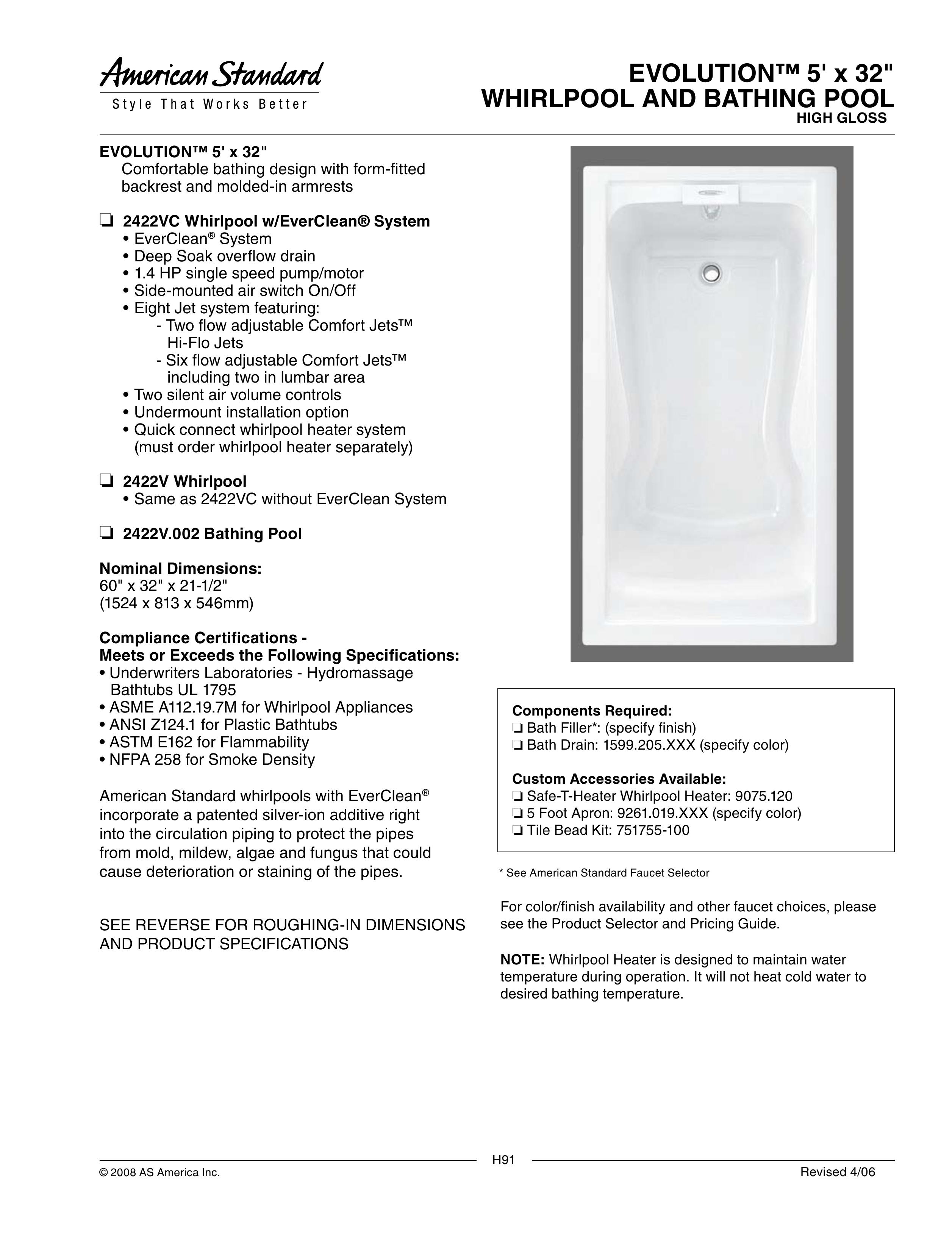 American Standard 1599.205 Hot Tub User Manual