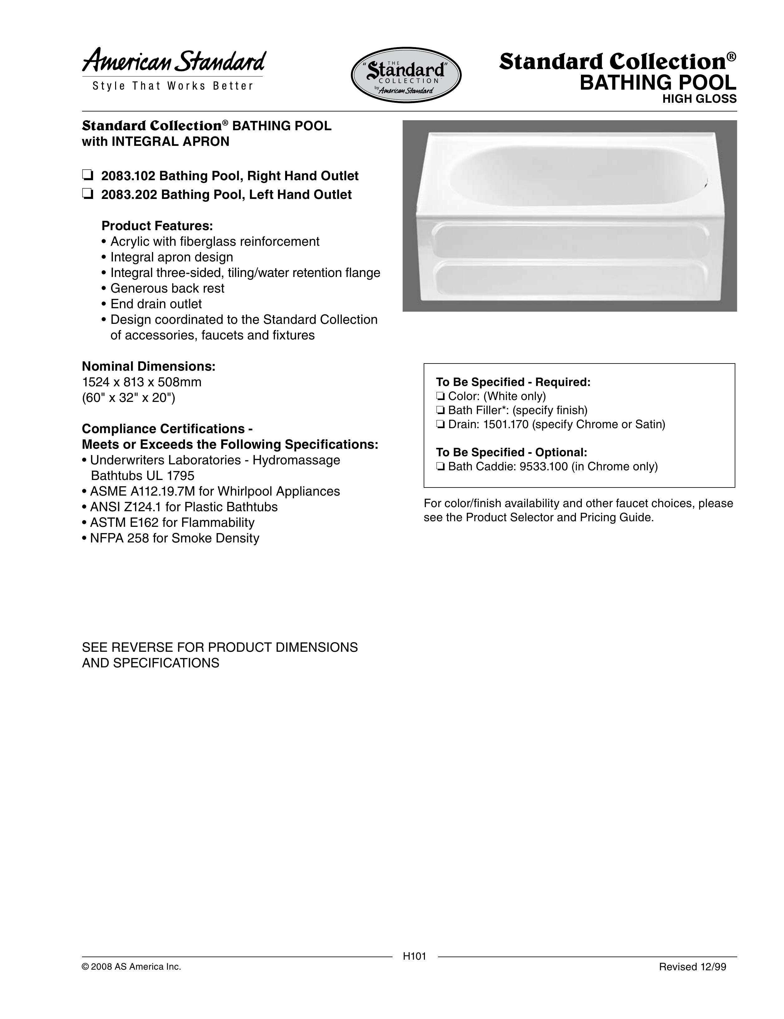 American Standard 2083.102 Hot Tub User Manual