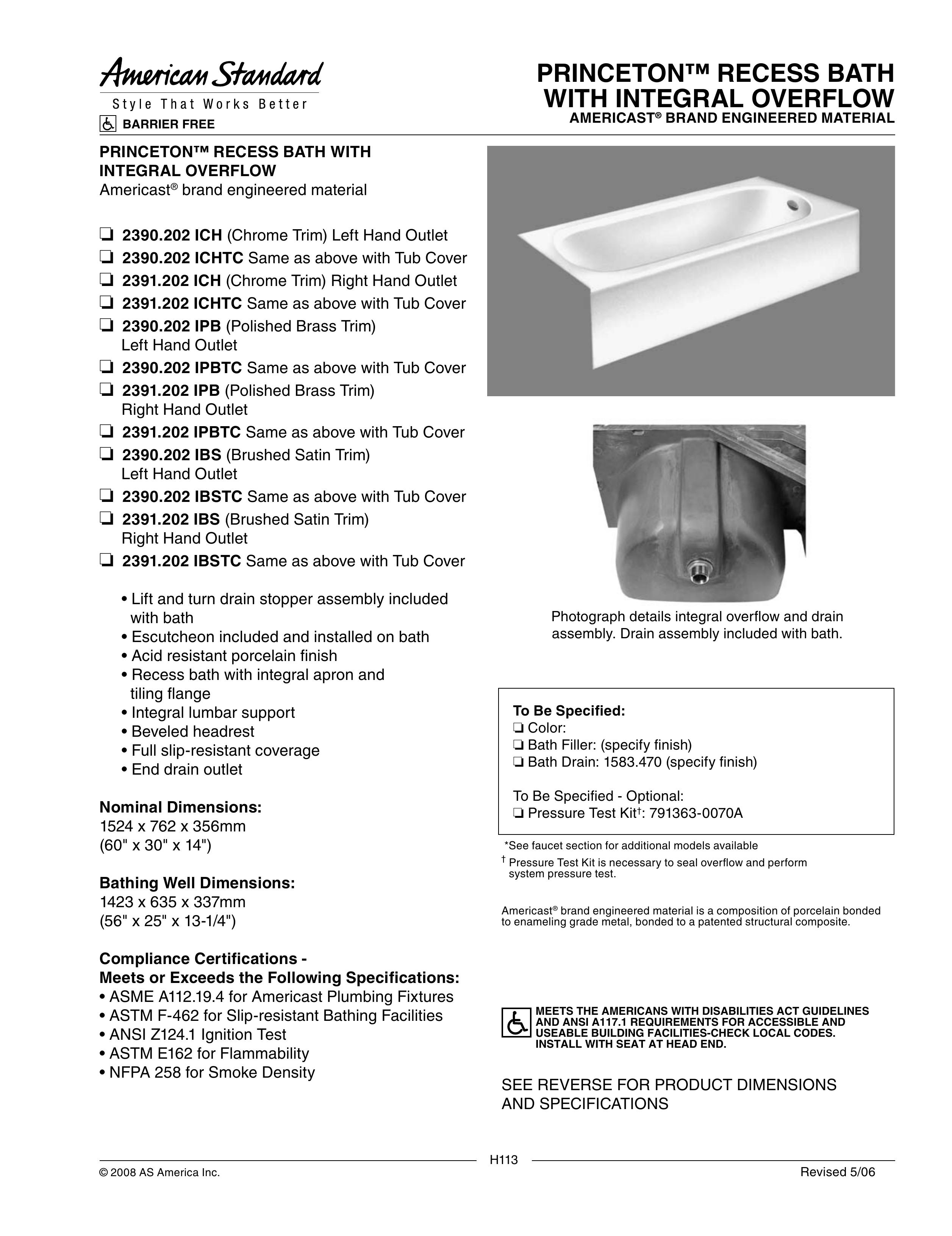 American Standard 2390.202 IBS Hot Tub User Manual