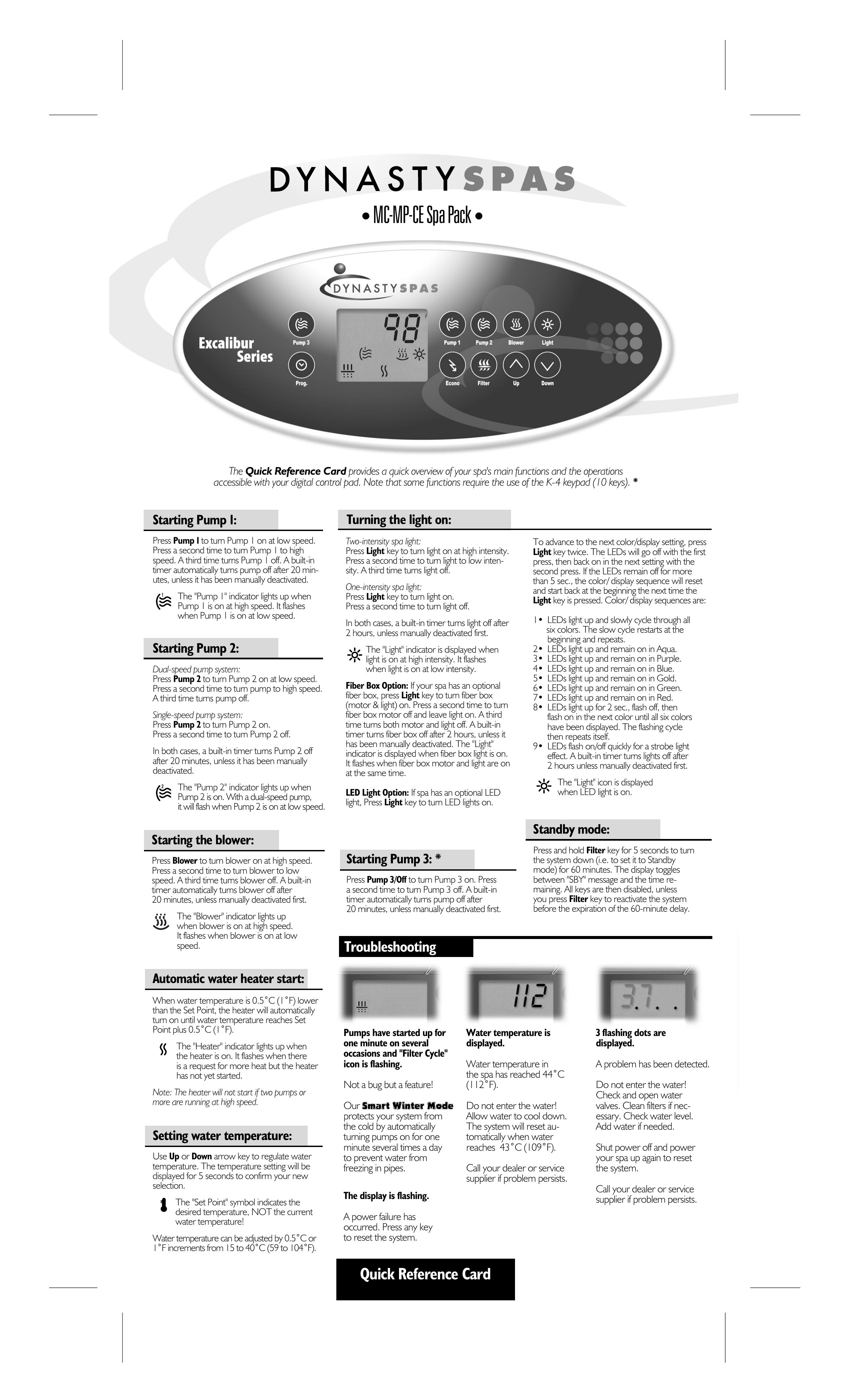 Dynasty Spas MC-MP-CE Hot Tub User Manual