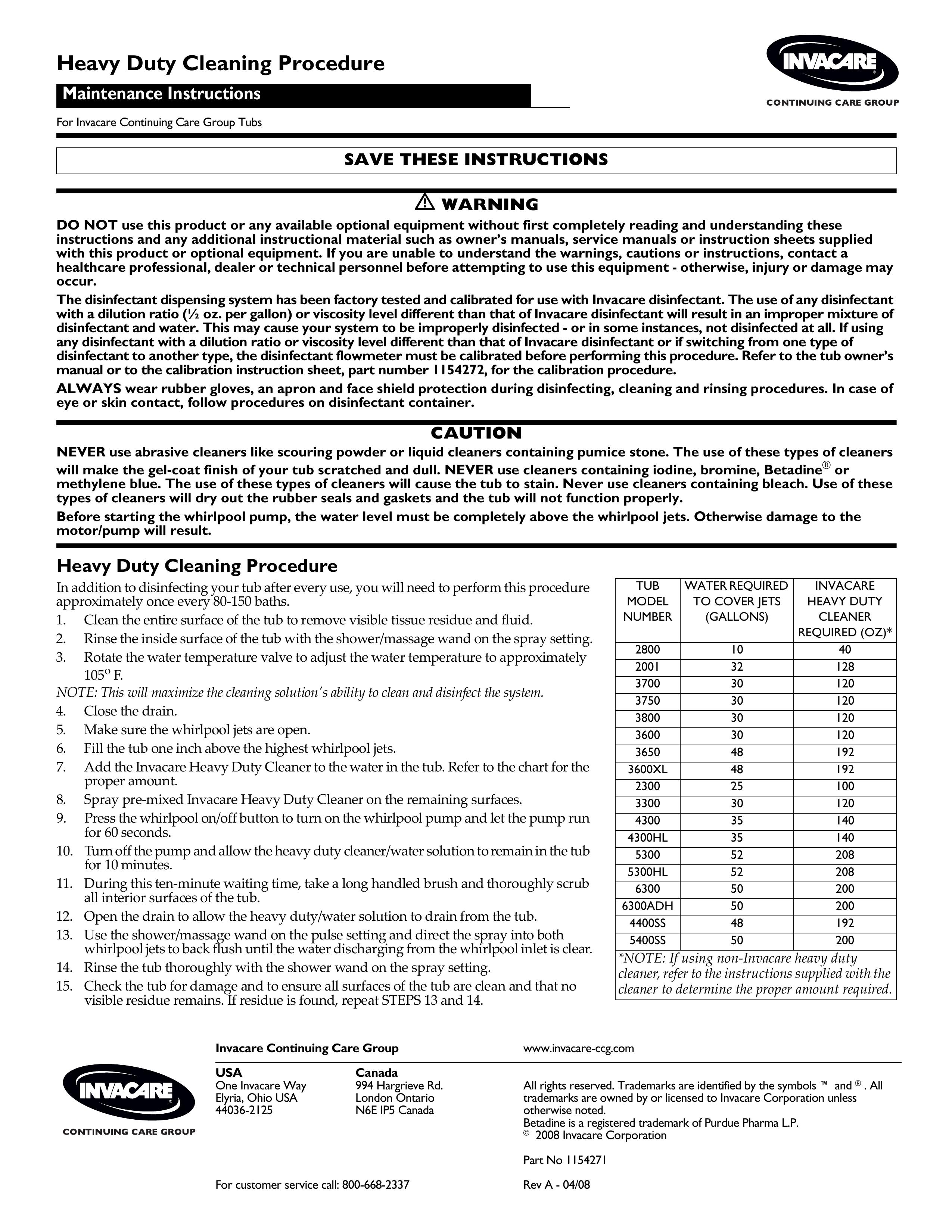Invacare 4400SS Hot Tub User Manual
