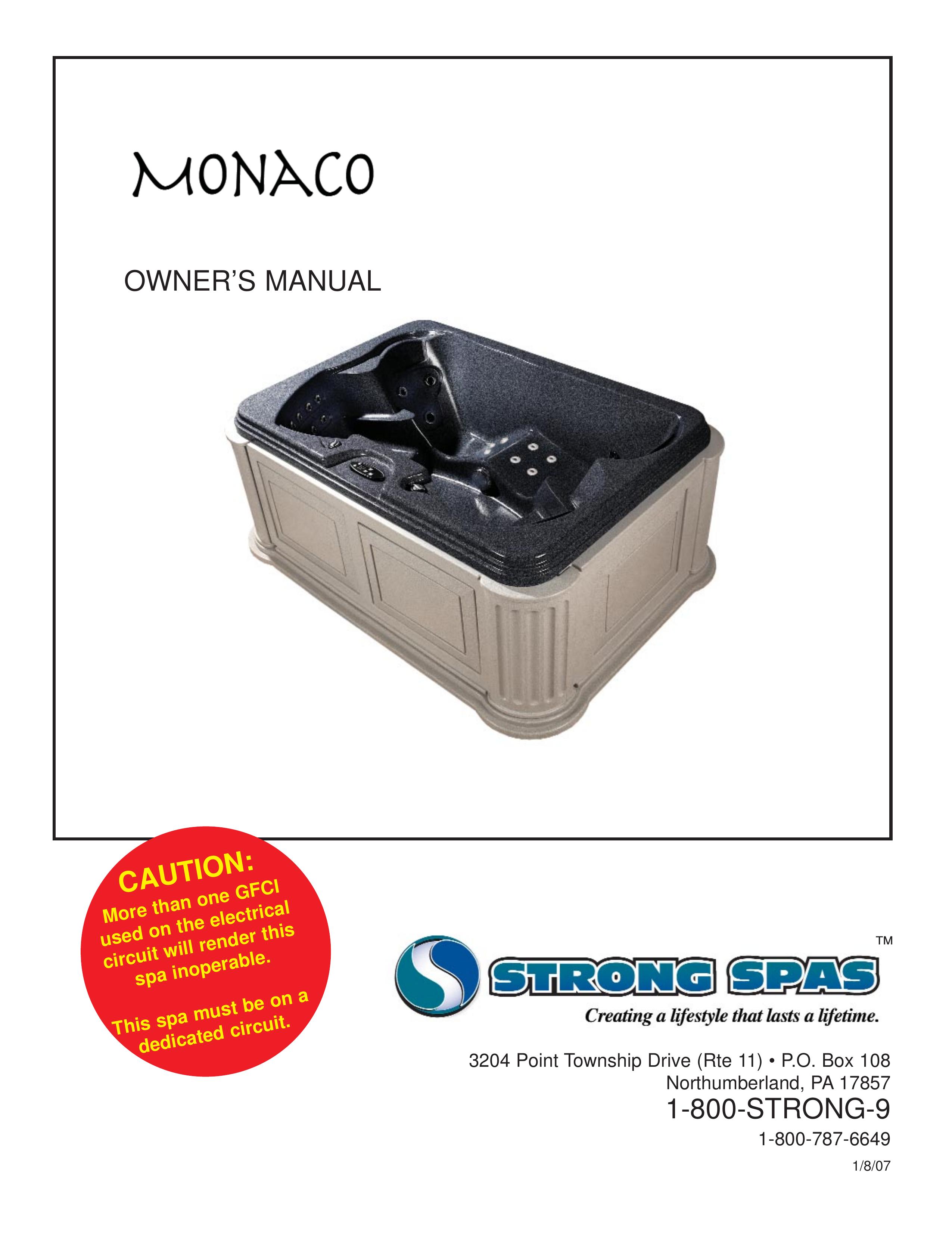 Strong Pools and Spas Monaco Hot Tub User Manual