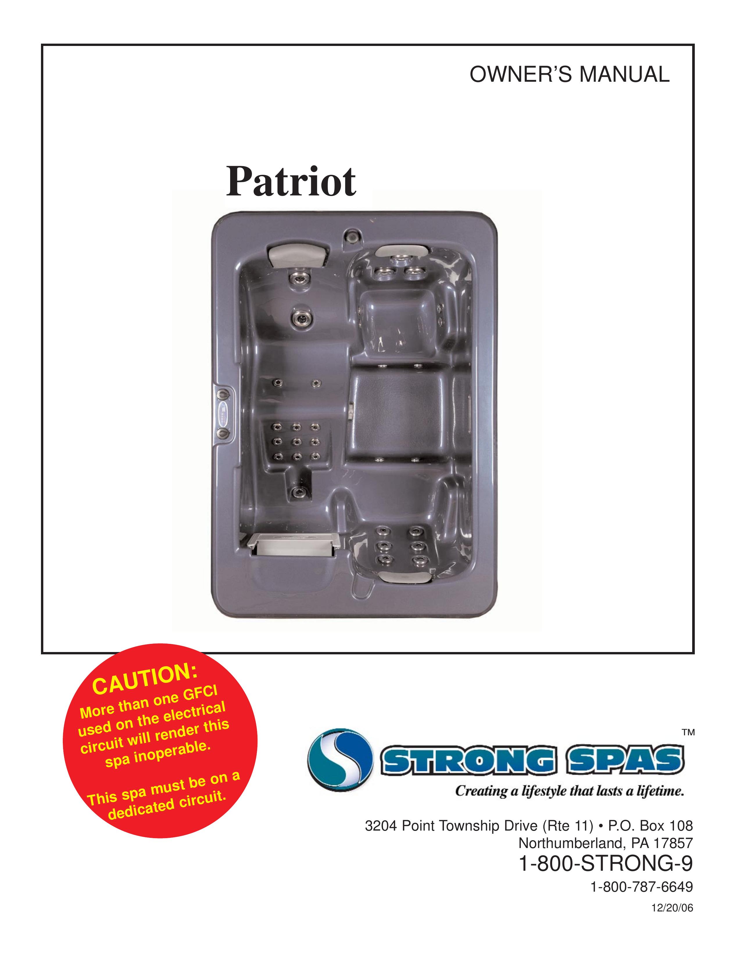 Strong Pools and Spas Patriot Spa Hot Tub User Manual