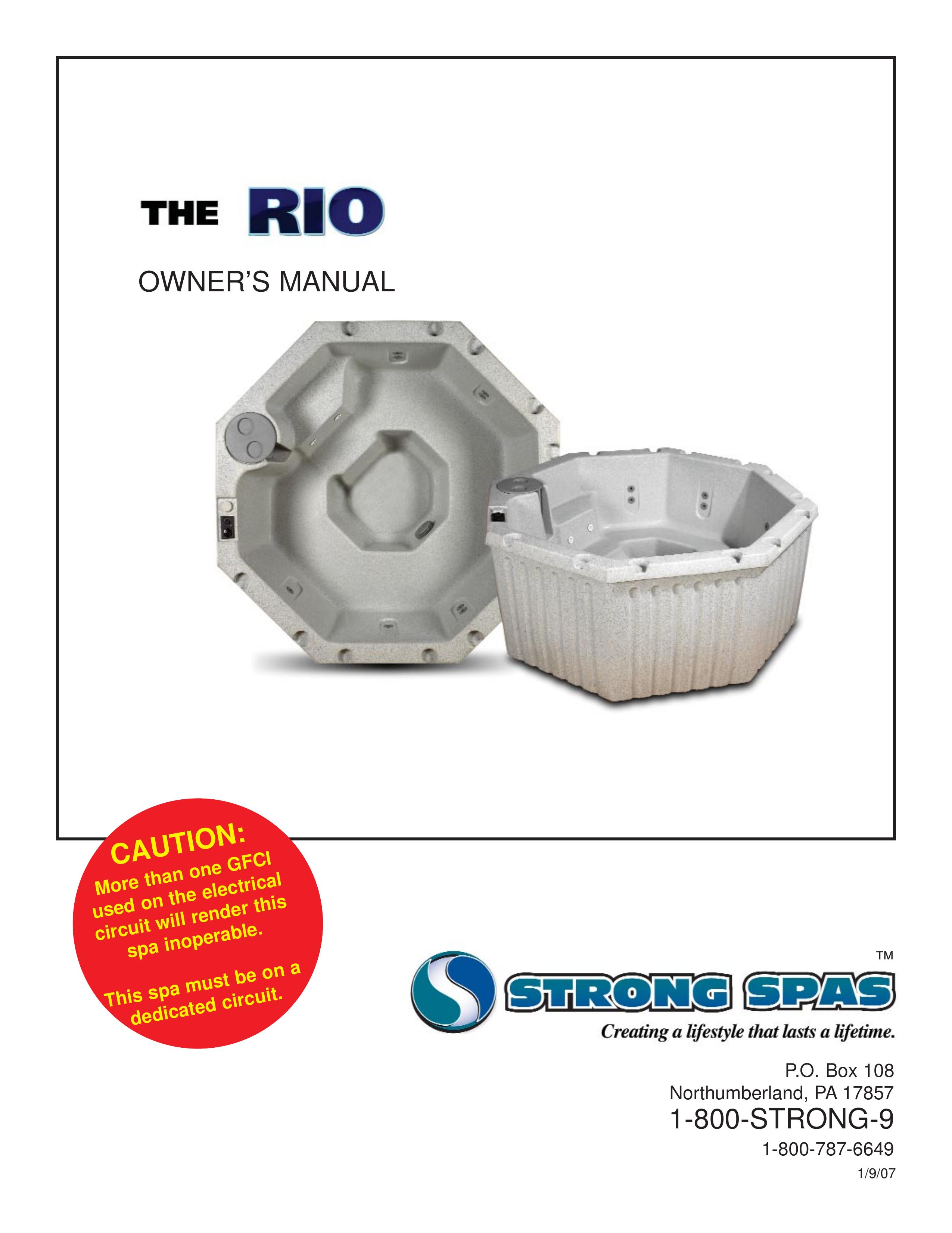 Strong Pools and Spas Rotational Molded resin whirlpool spa Hot Tub User Manual