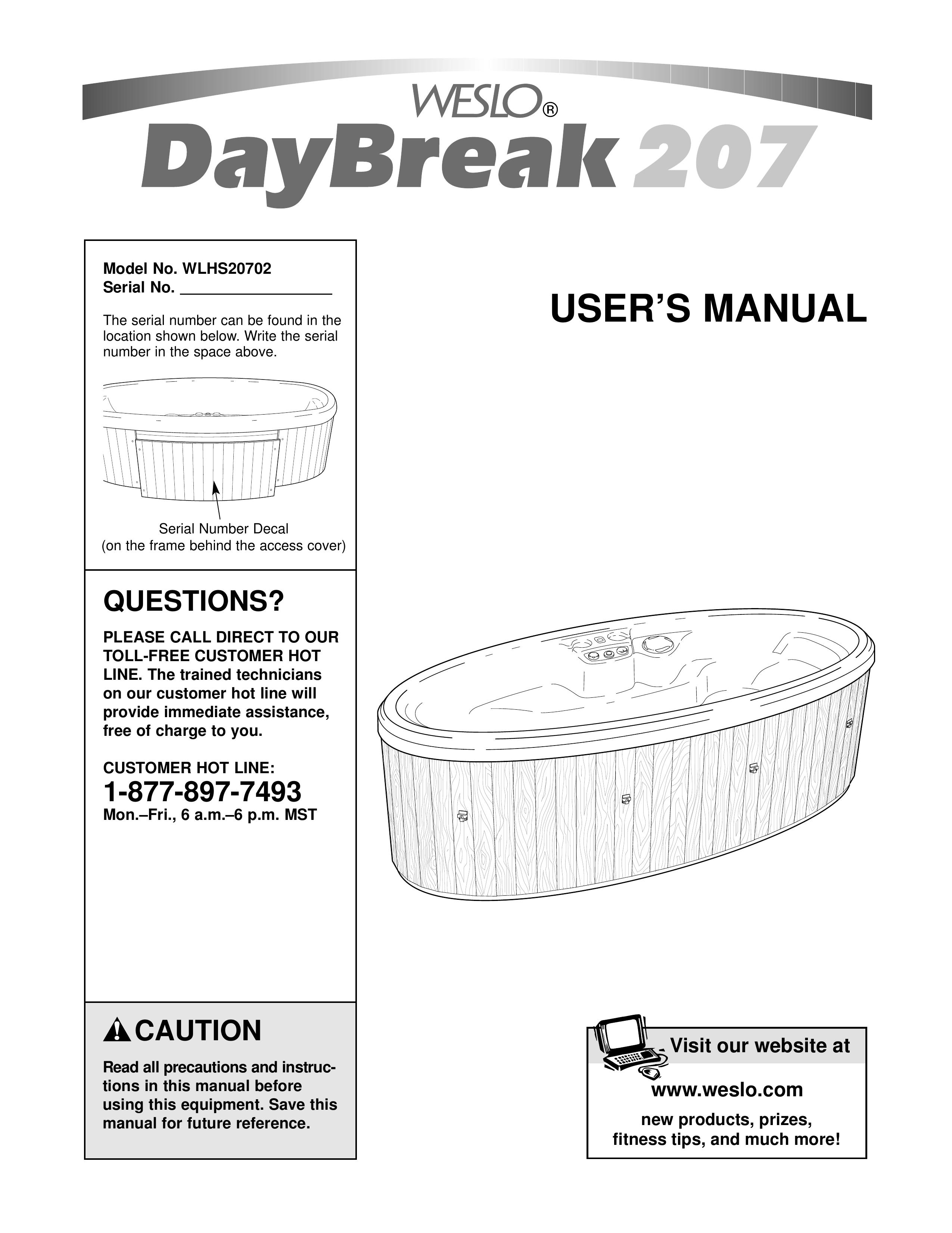 Weslo WLHS20702 Hot Tub User Manual