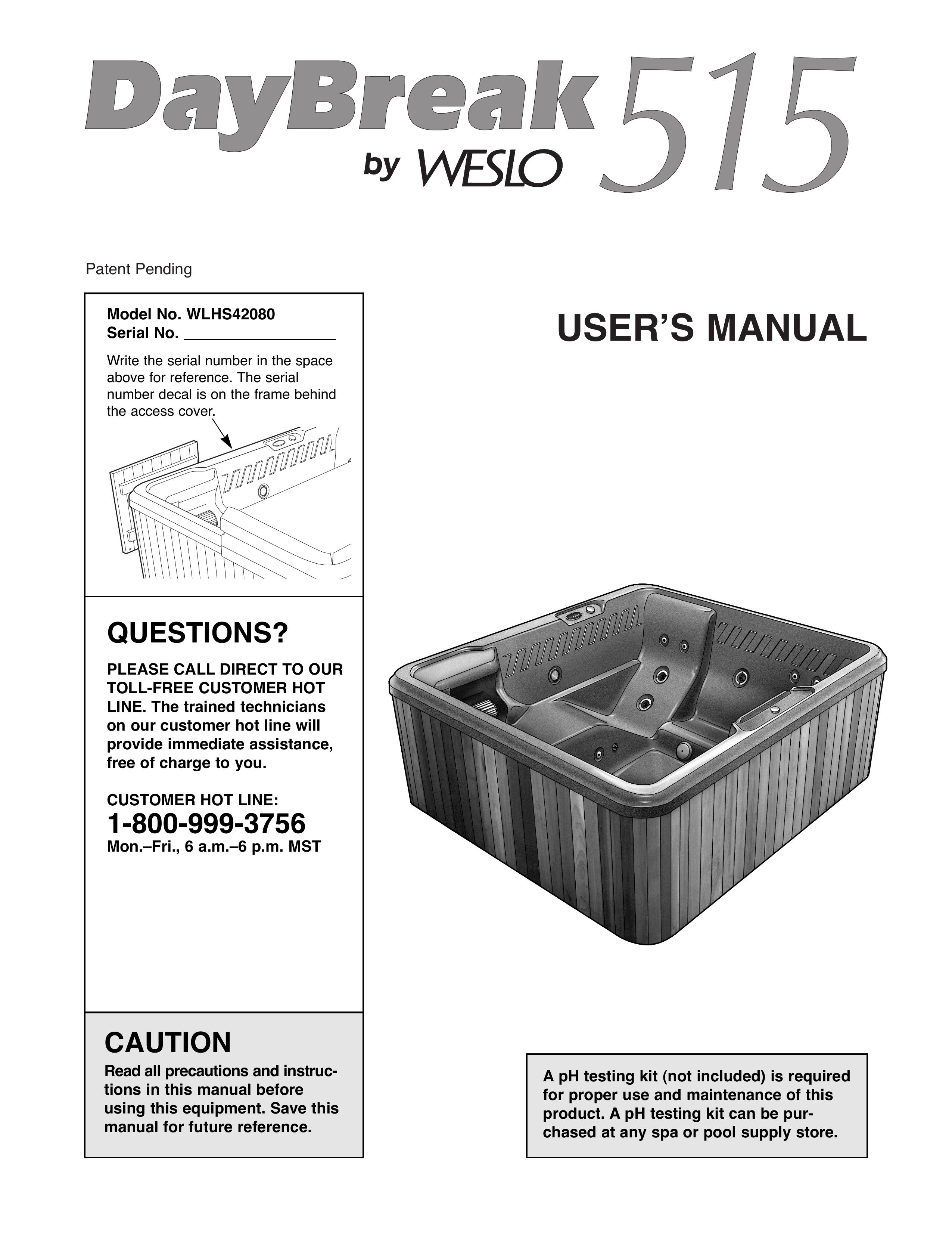 Weslo WLHS42080 Hot Tub User Manual