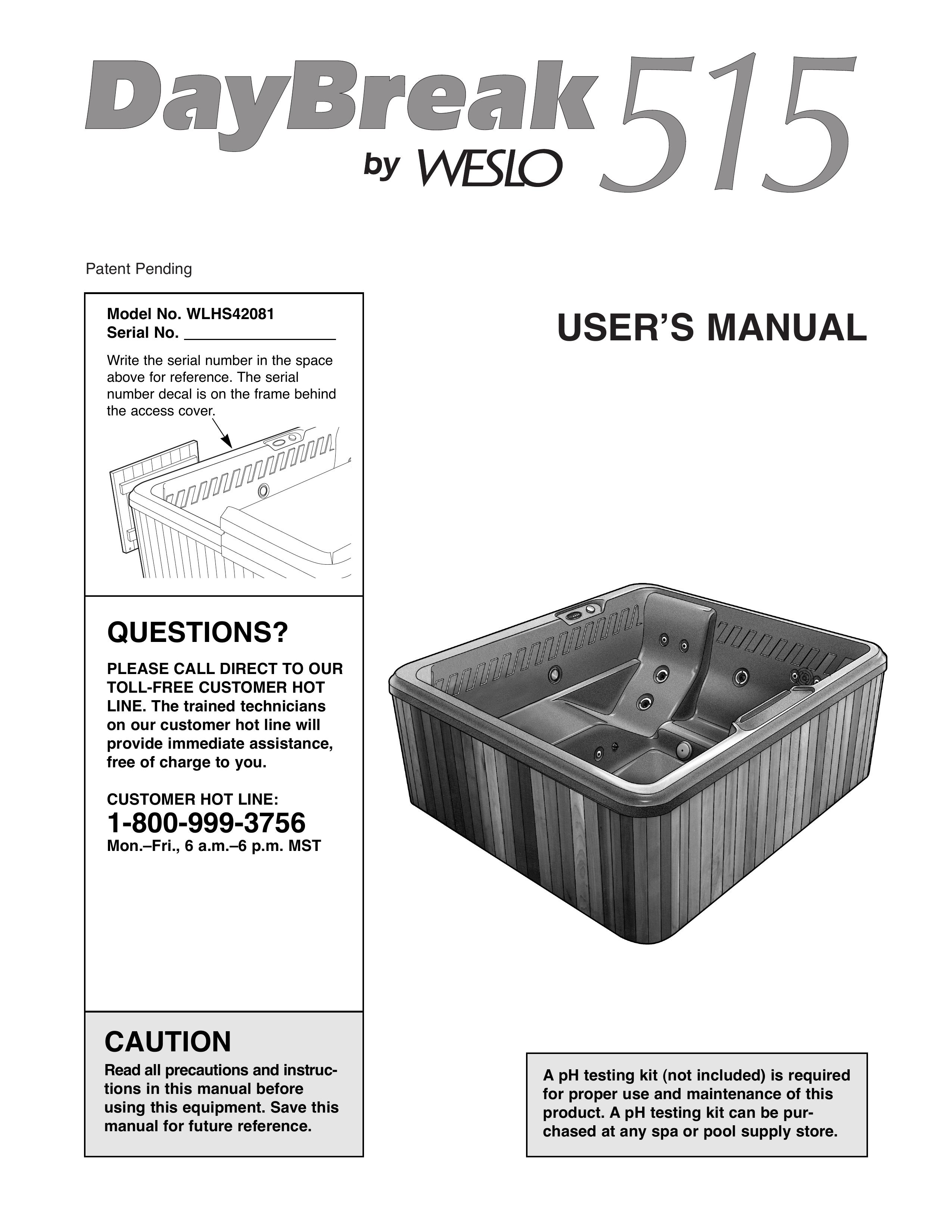 Weslo WLHS42081 Hot Tub User Manual