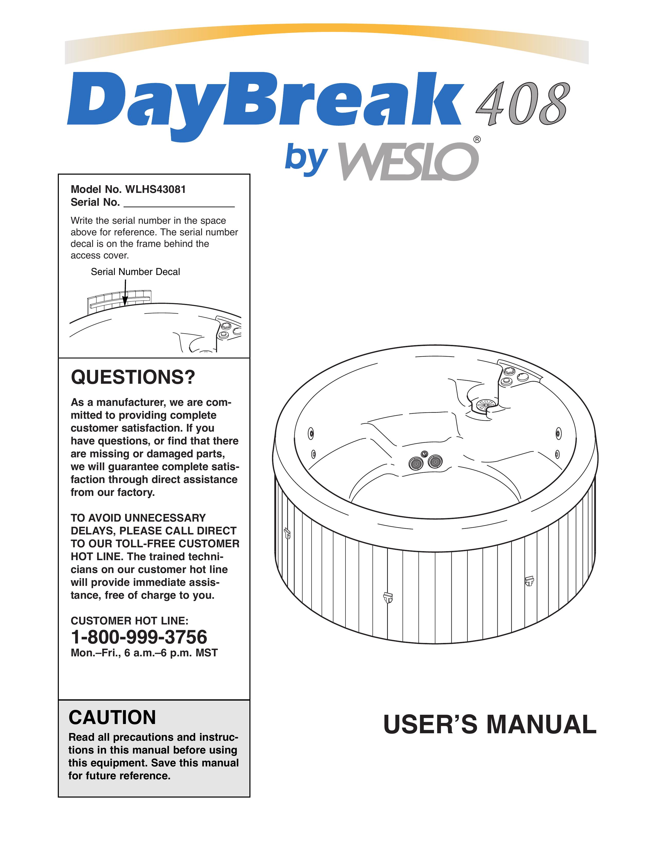 Weslo WLHS43081 Hot Tub User Manual
