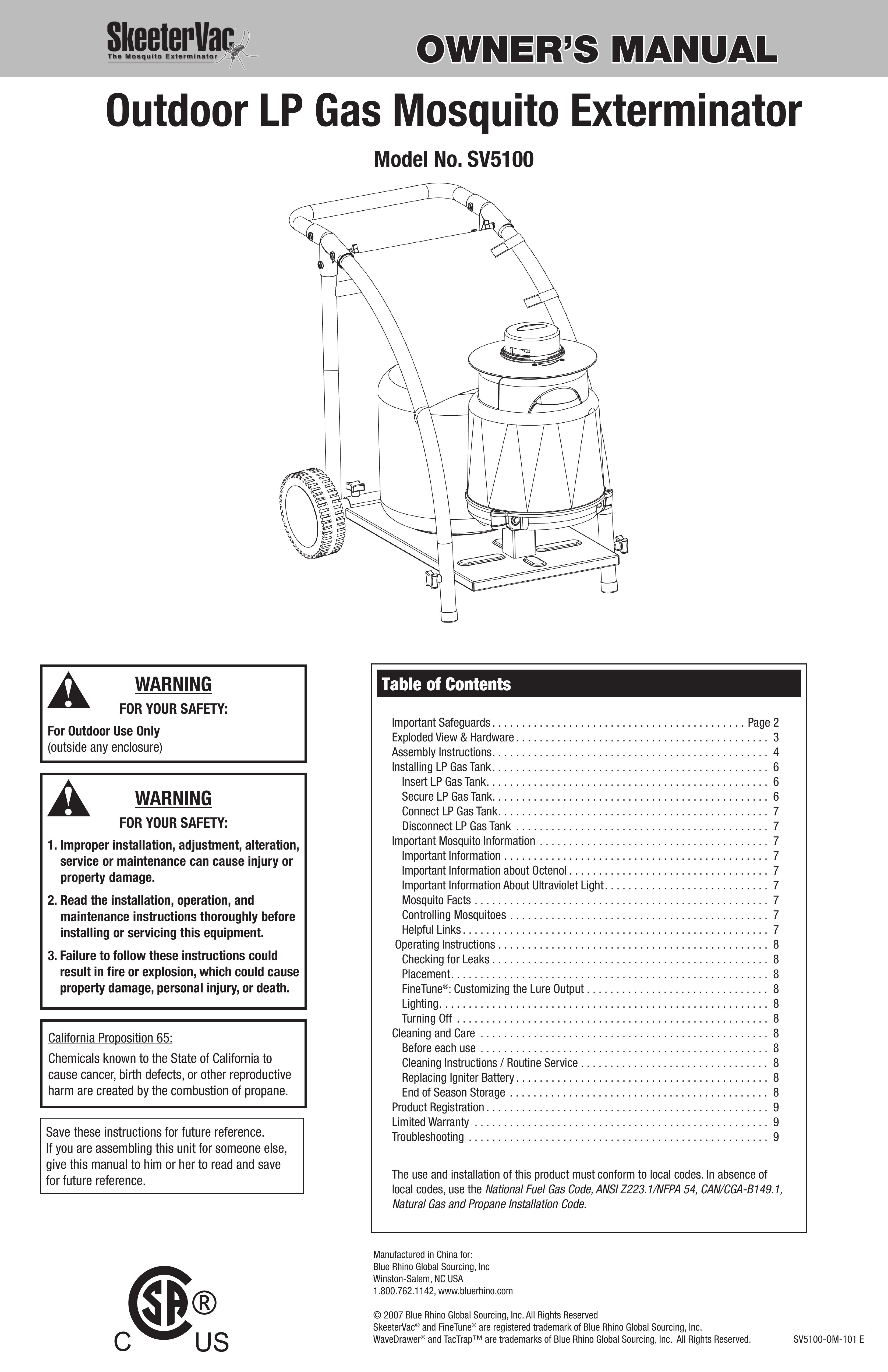 Blue Rhino SV5100 Insect Control Equipment User Manual