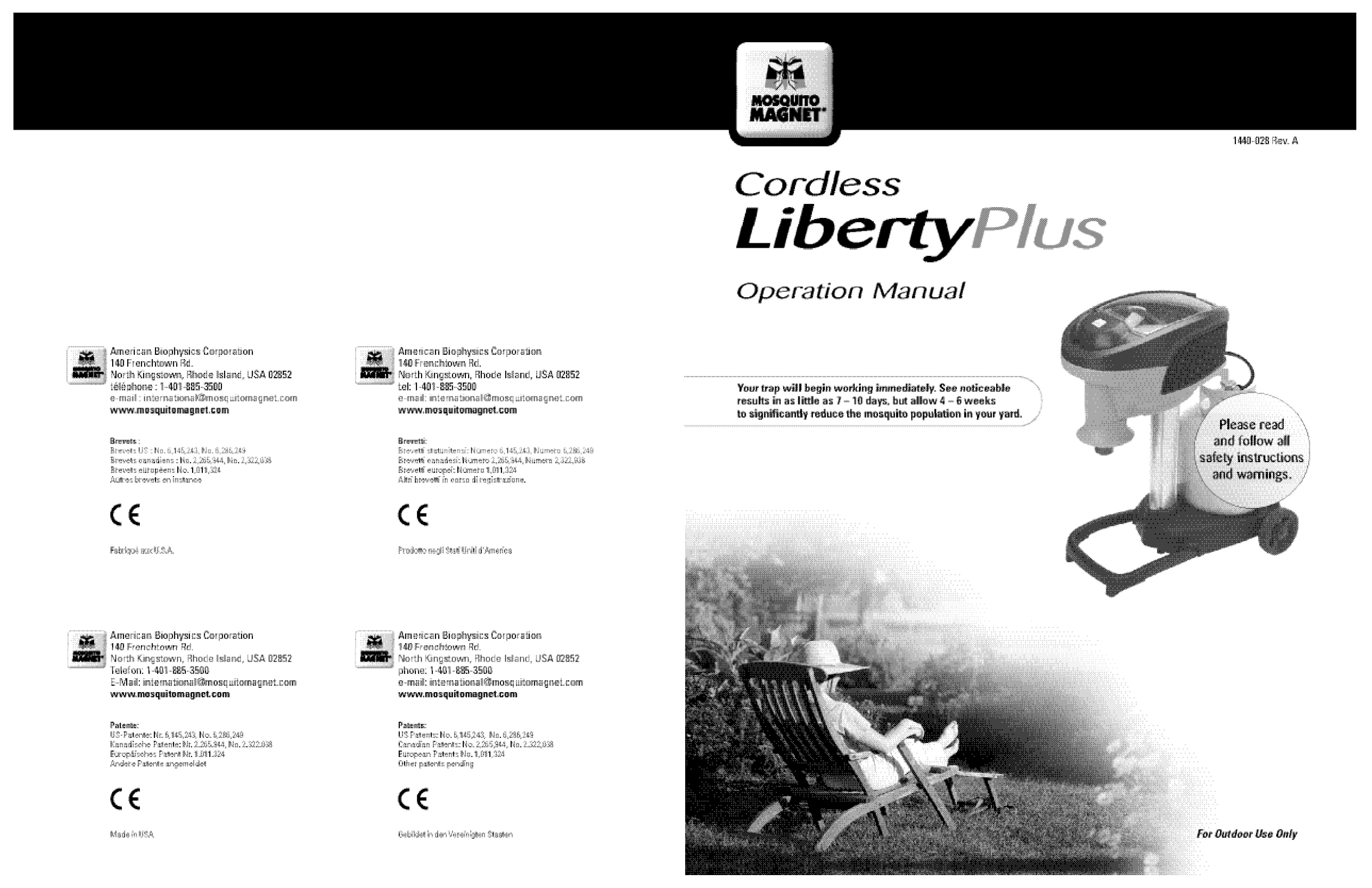 Mosquito Magnet LIBERTY PLUS Insect Control Equipment User Manual