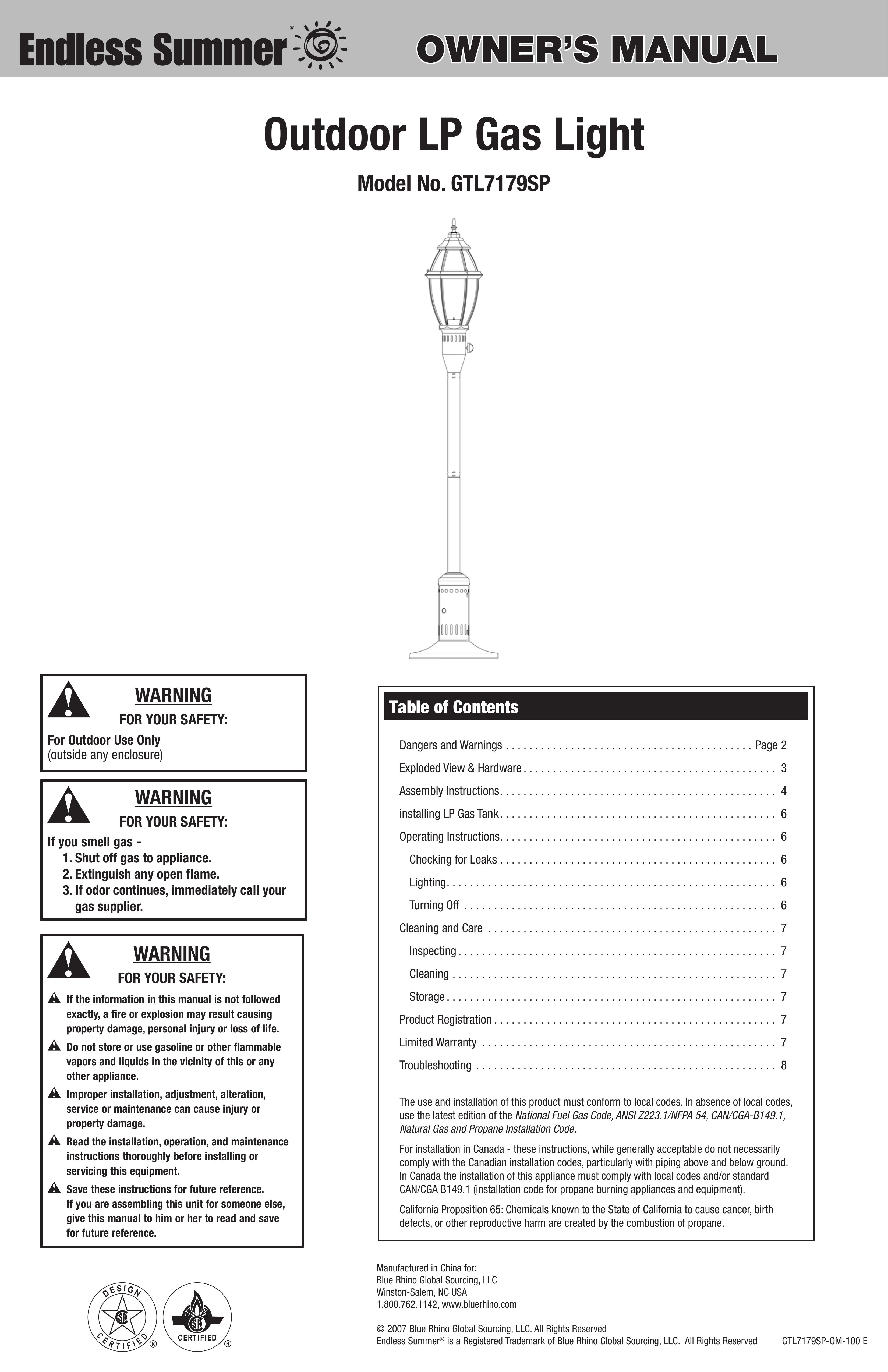 Blue Rhino GTL7179SP Landscape Lighting User Manual