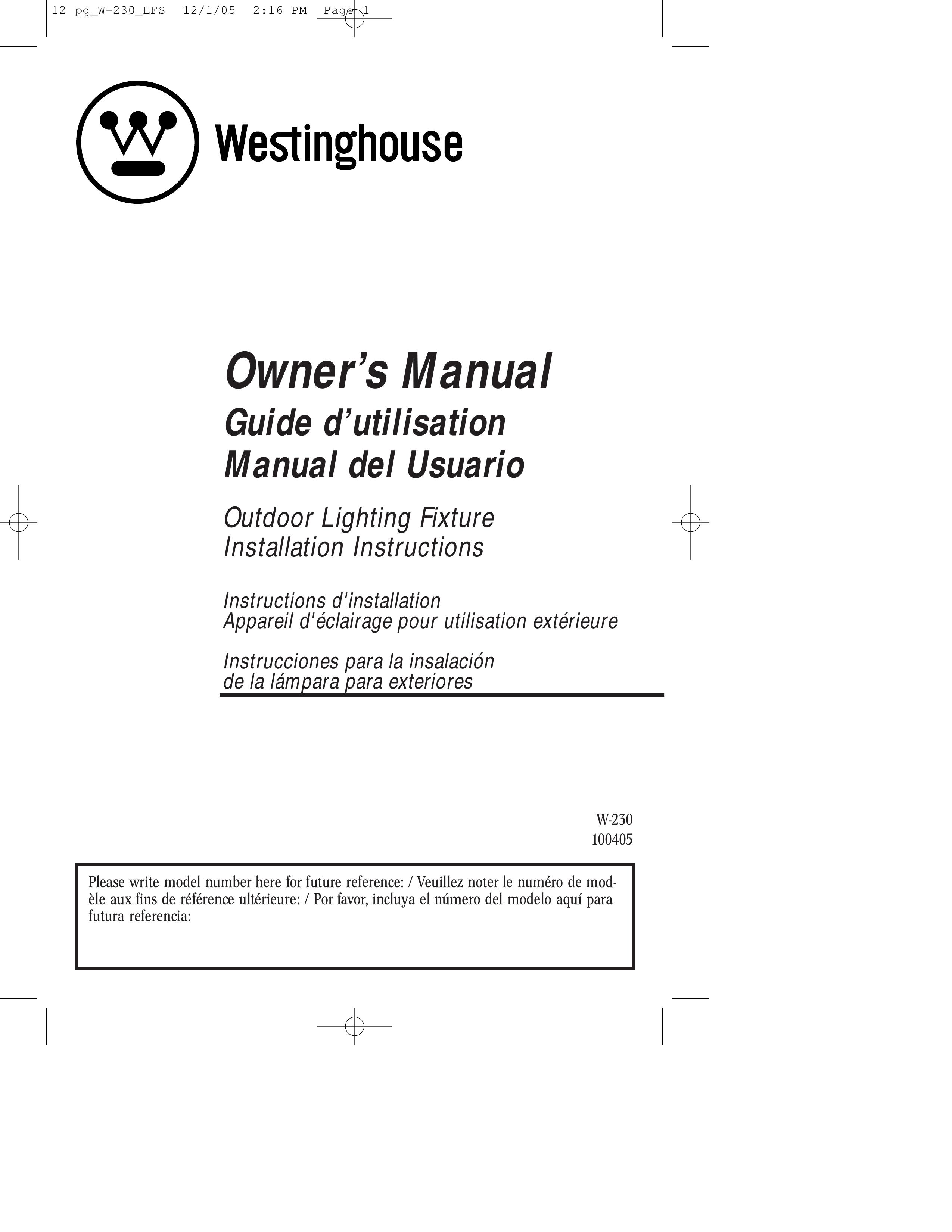 Westinghouse W-230 Landscape Lighting User Manual