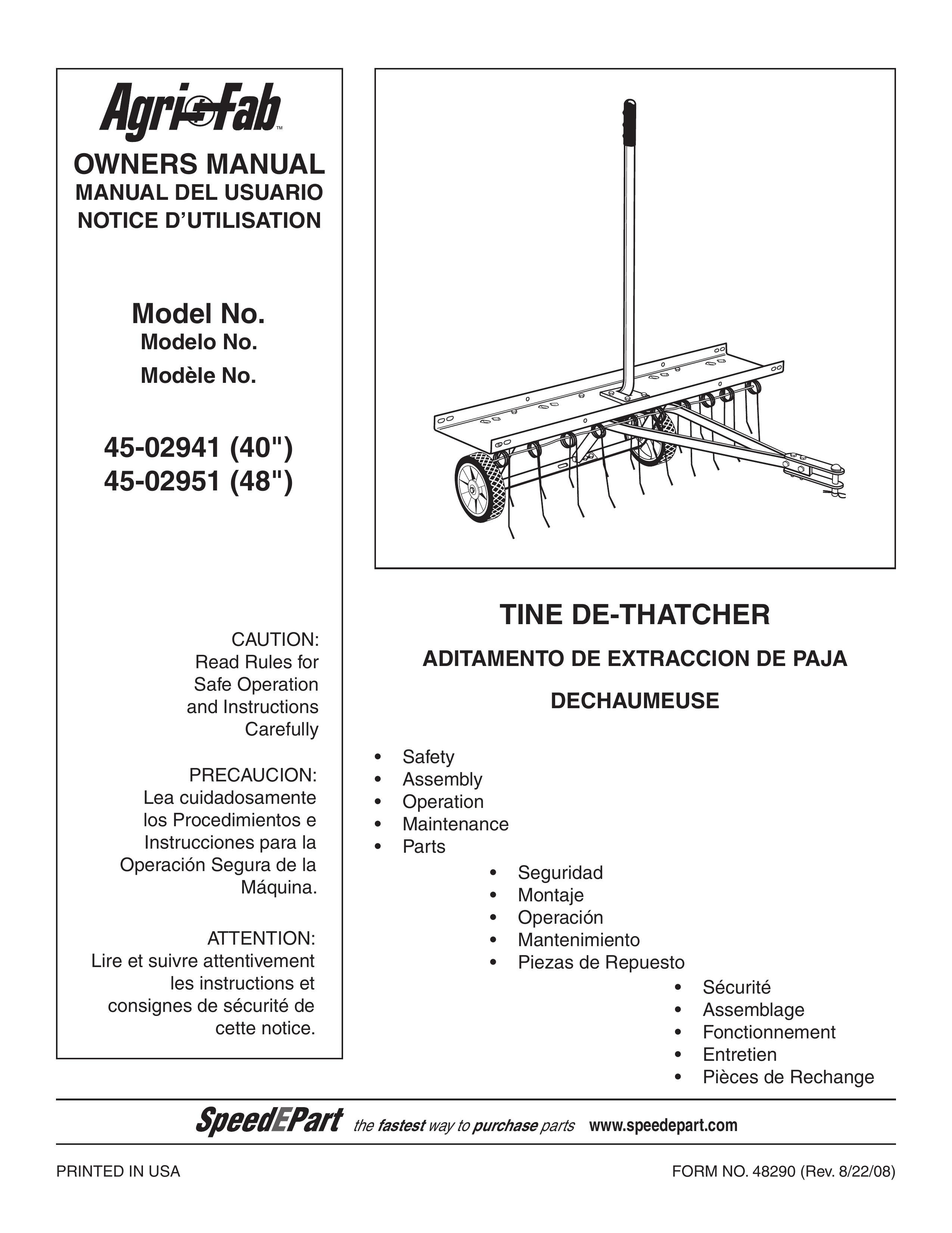 Agri-Fab 45-02941 Lawn Aerator User Manual
