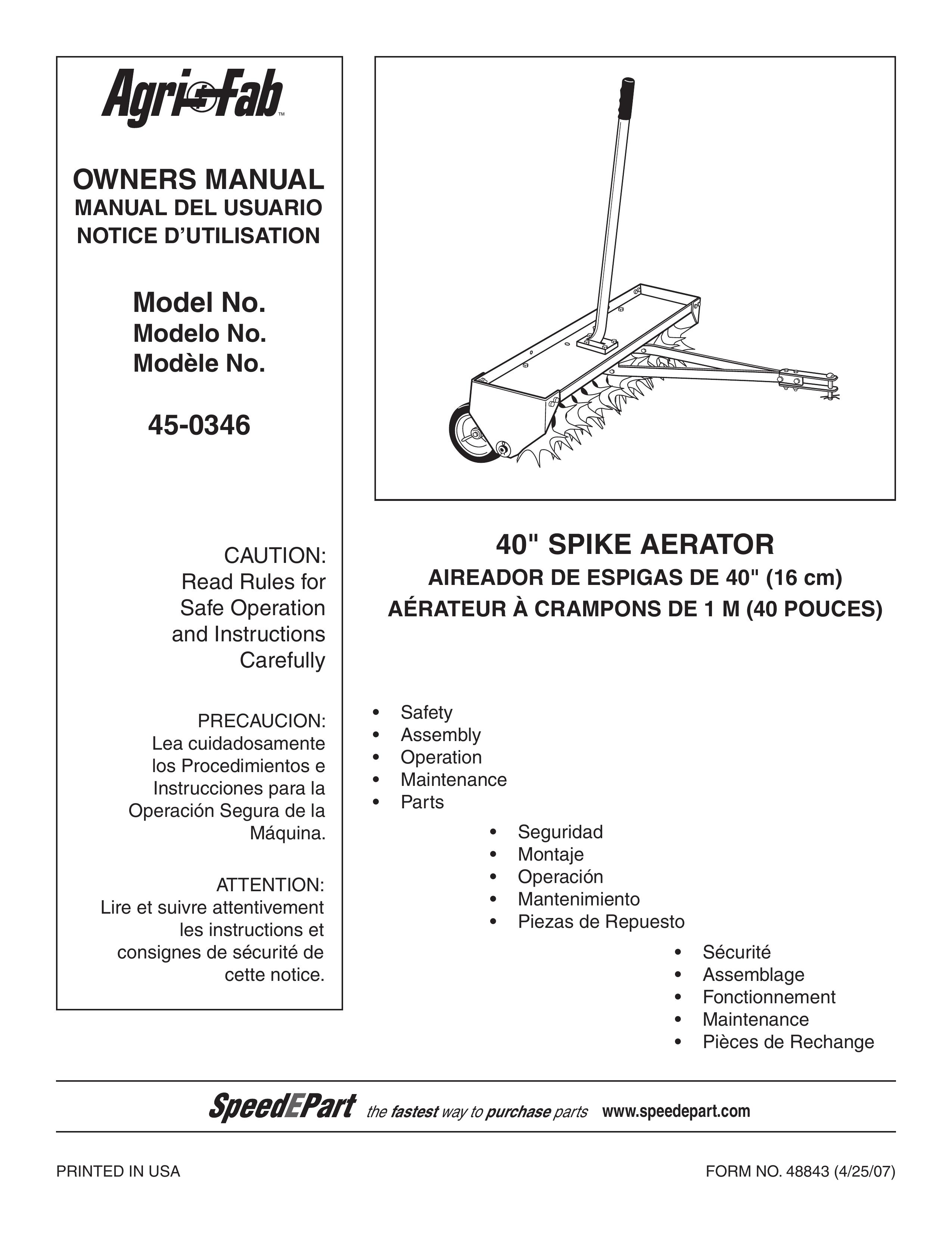Agri-Fab 45-0346 Lawn Aerator User Manual