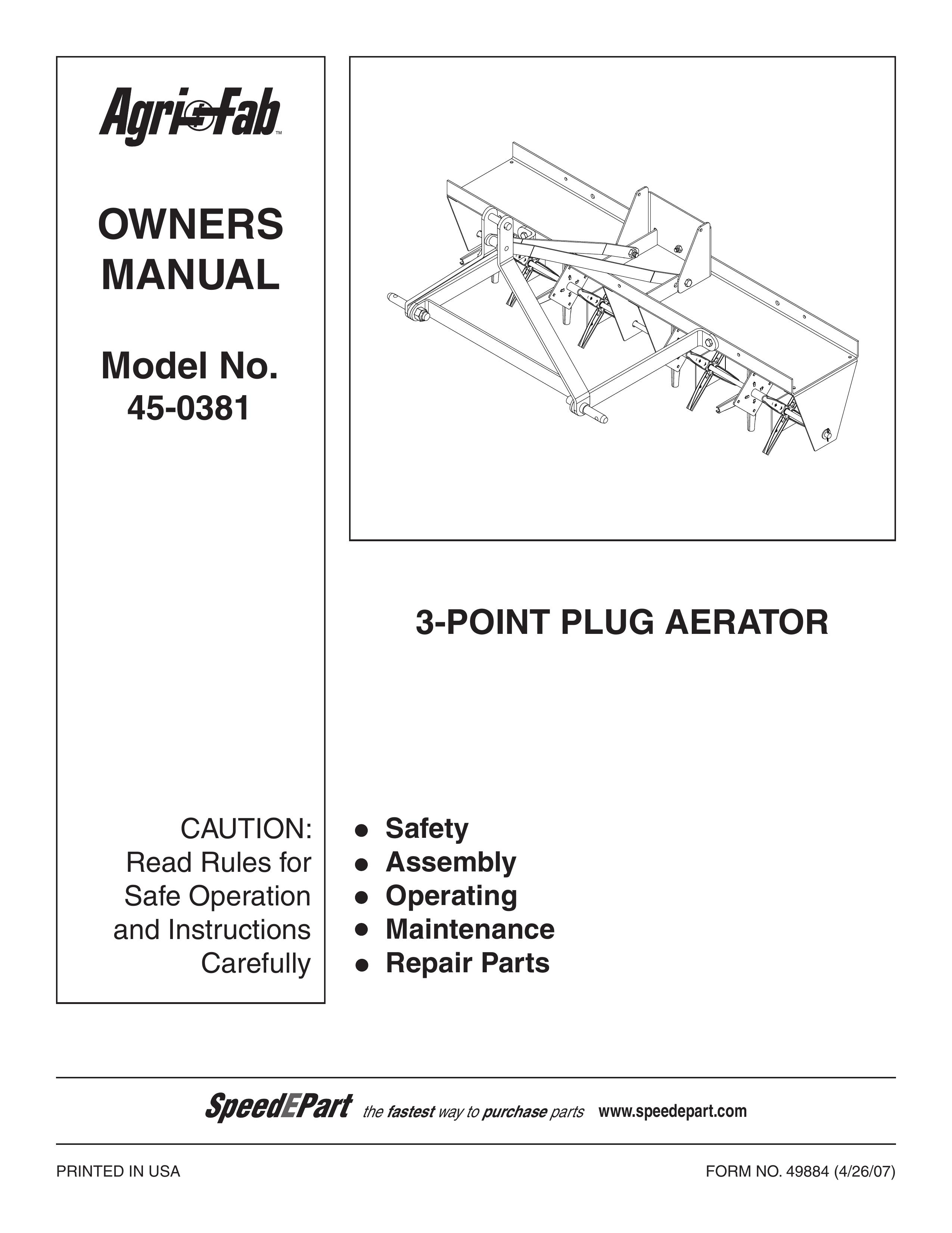 Agri-Fab 45-0381 Lawn Aerator User Manual