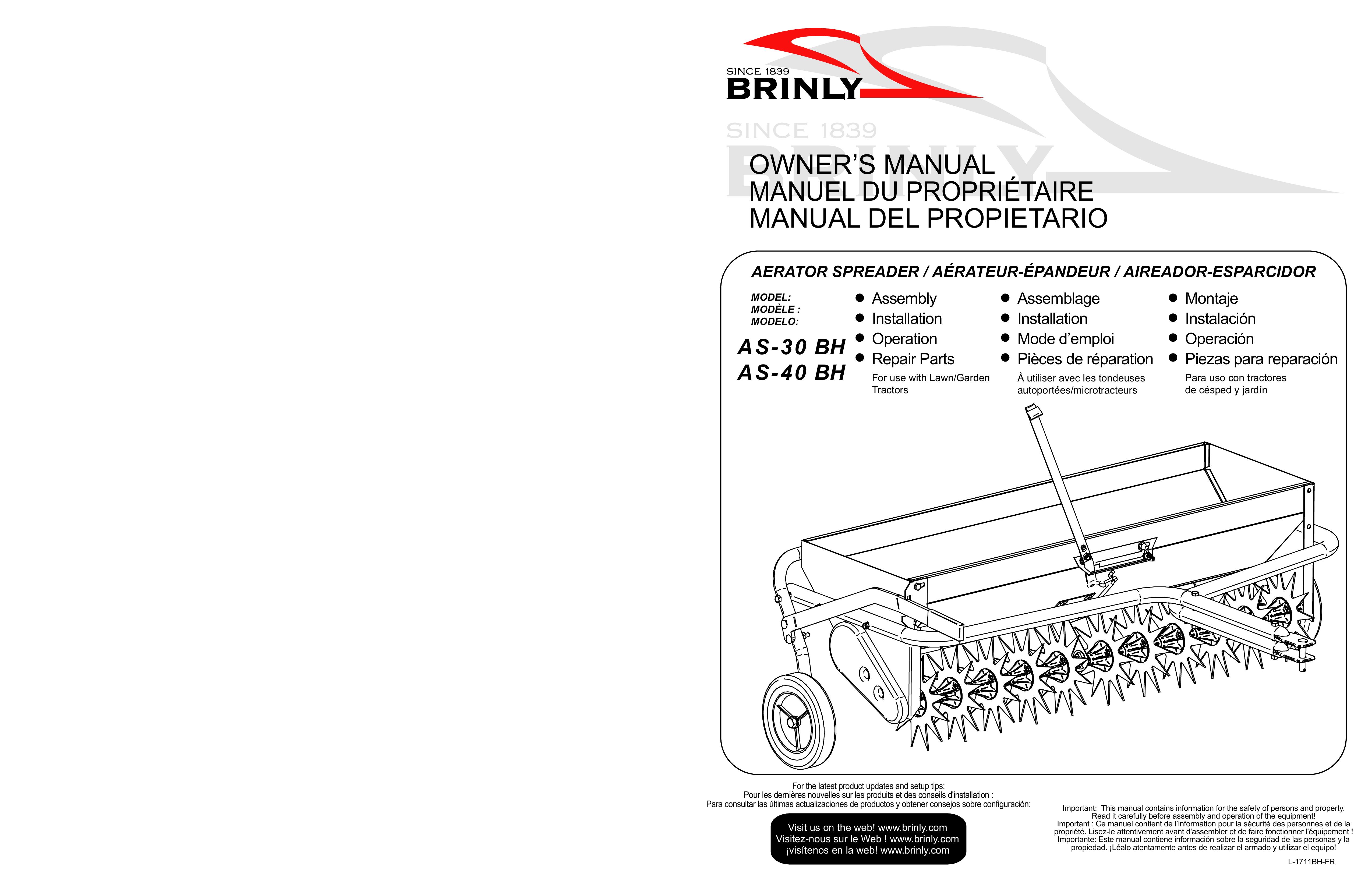 Brinly-Hardy AS-40 BH Lawn Aerator User Manual