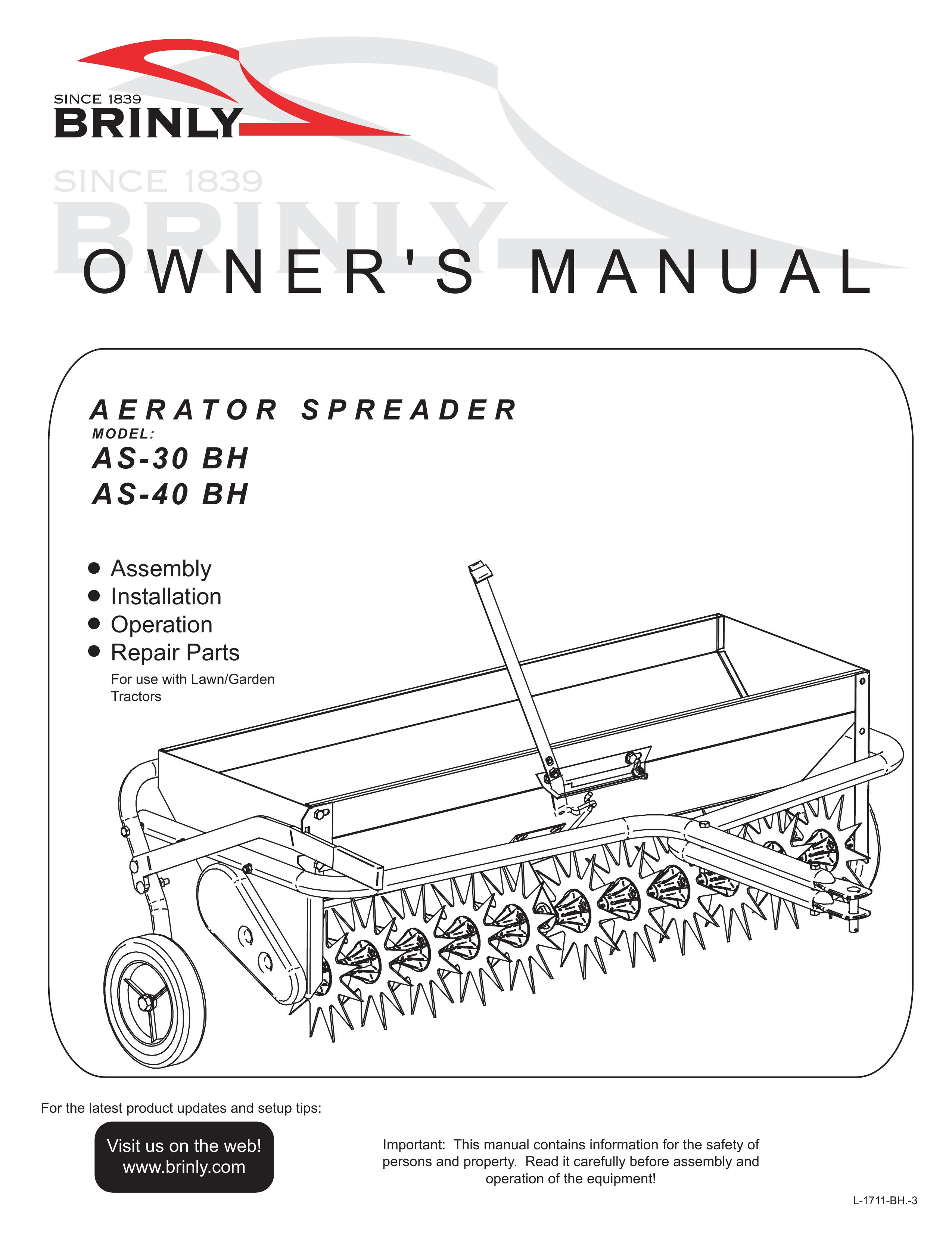 Brinly-Hardy AS-40 BH Lawn Aerator User Manual