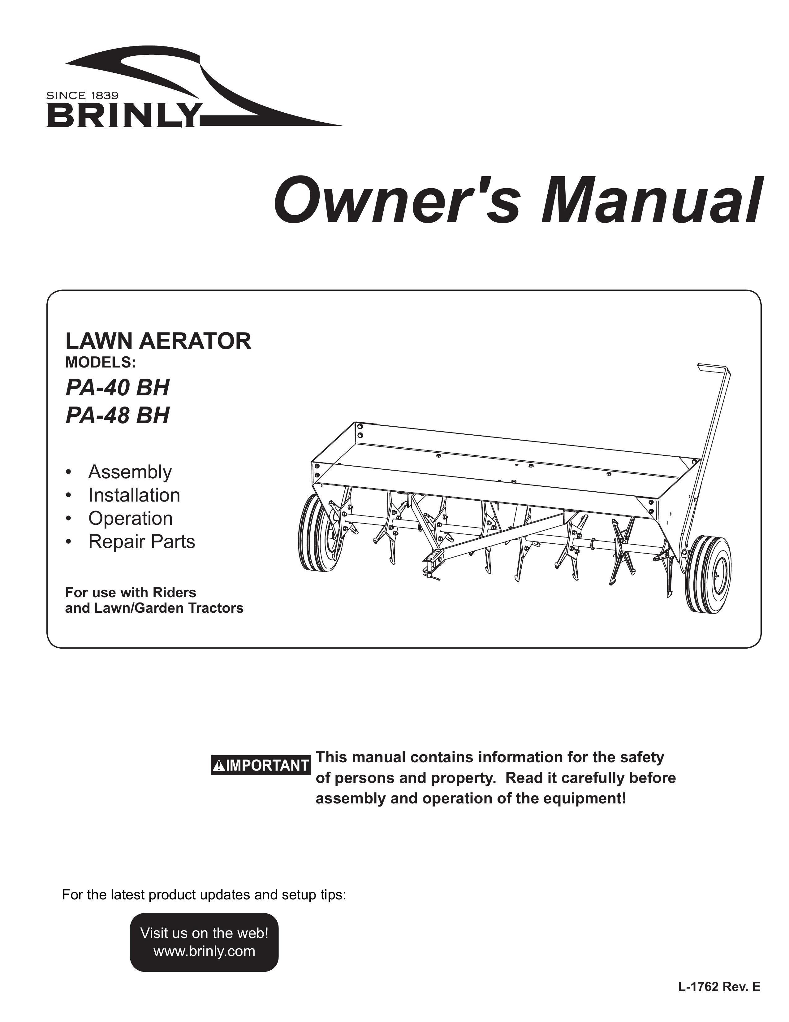 Brinly-Hardy PA-40 BH Lawn Aerator User Manual