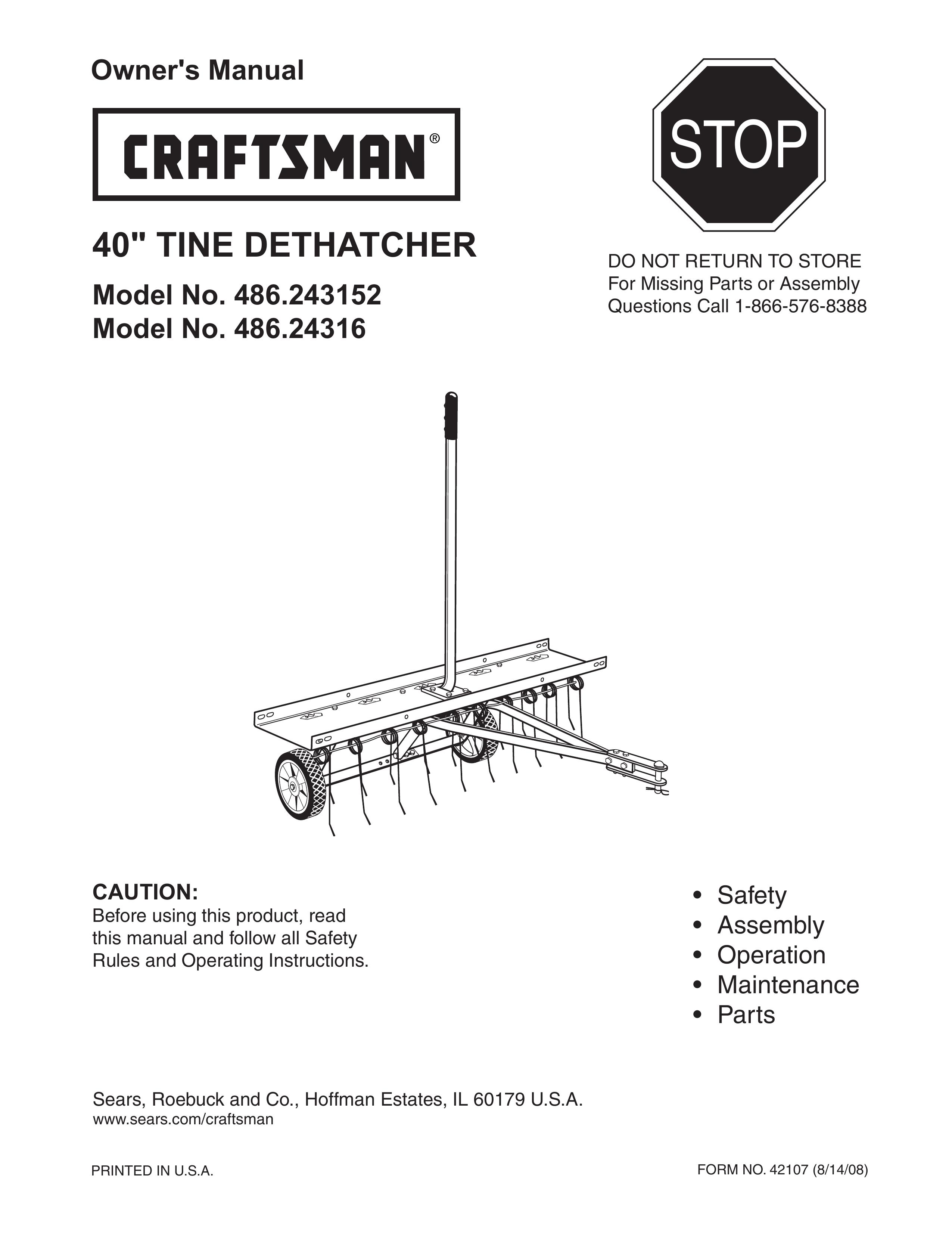 Craftsman 486.243152 Lawn Aerator User Manual