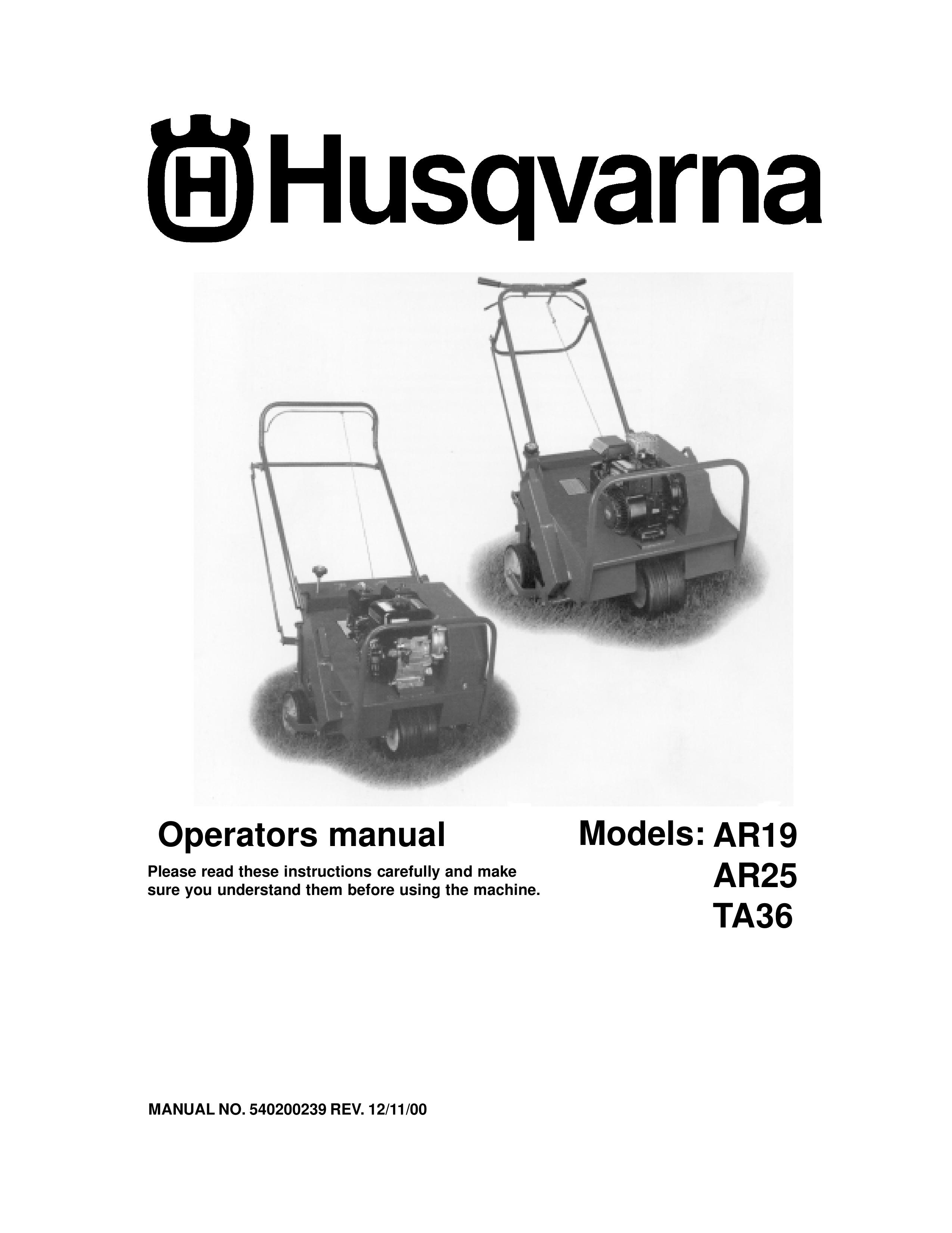 Husqvarna AR19 Lawn Aerator User Manual