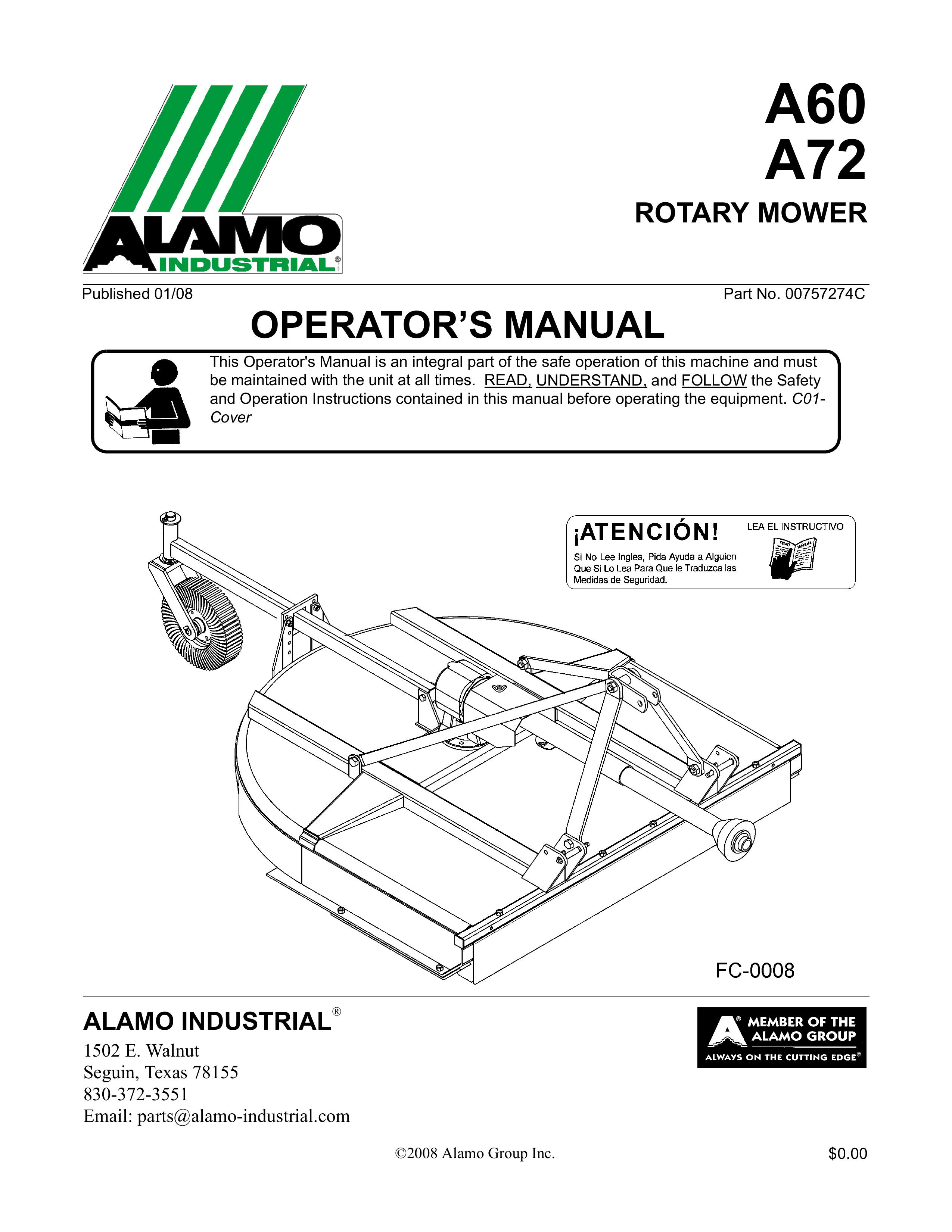 Alamo A72 Lawn Mower User Manual