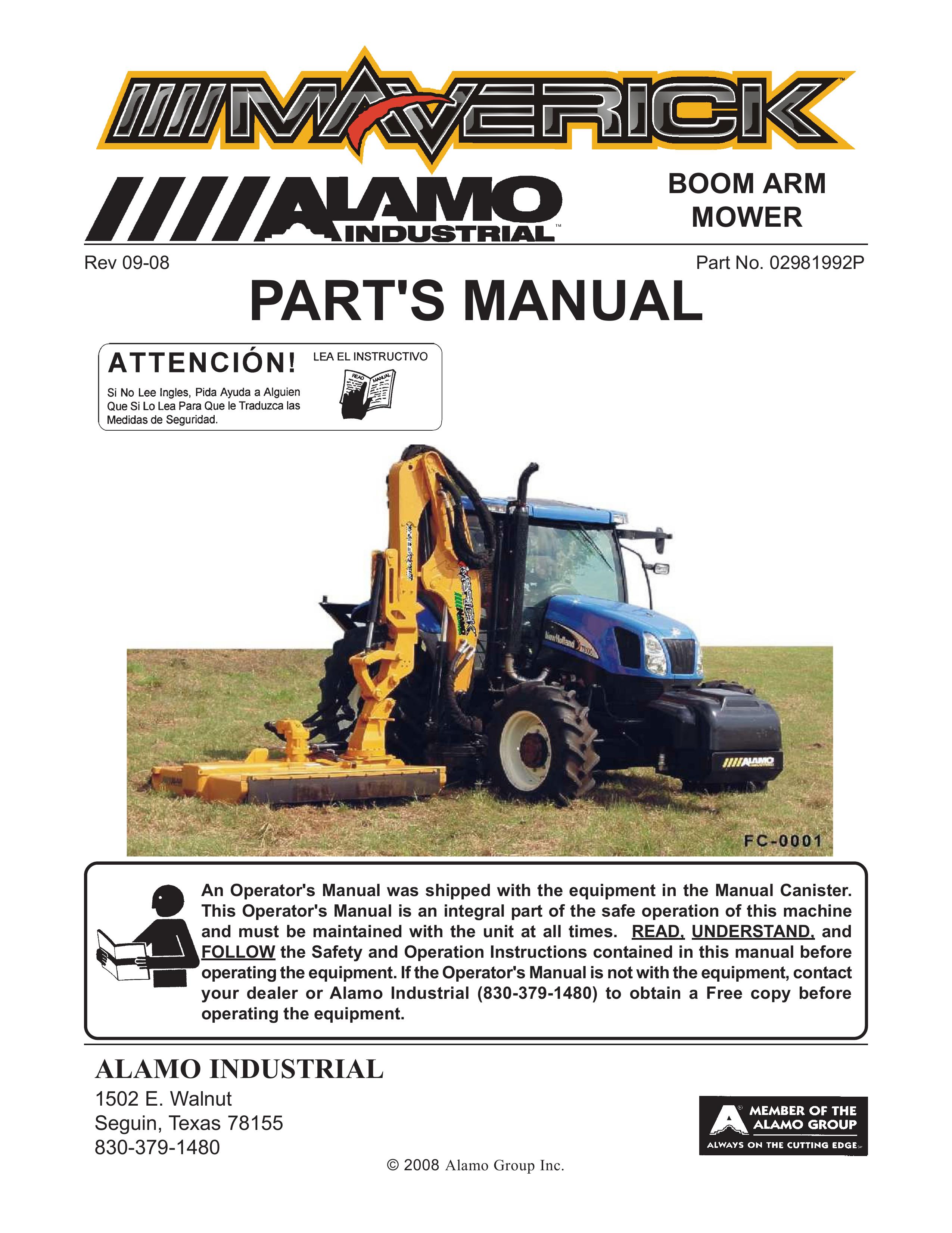 Alamo Boom Arm Mower Lawn Mower User Manual