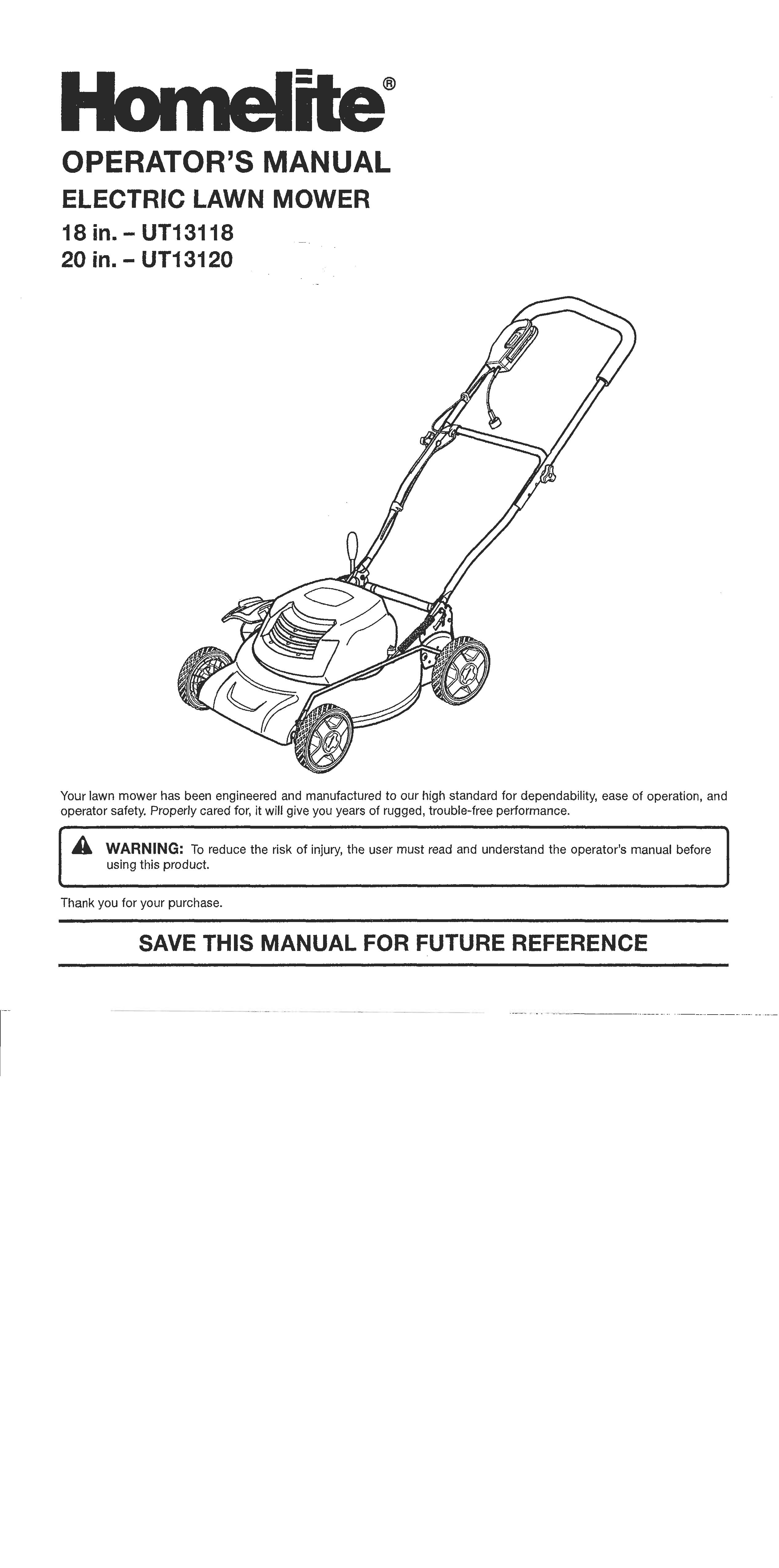 American Lawn Mower Co. UT13118 Lawn Mower User Manual