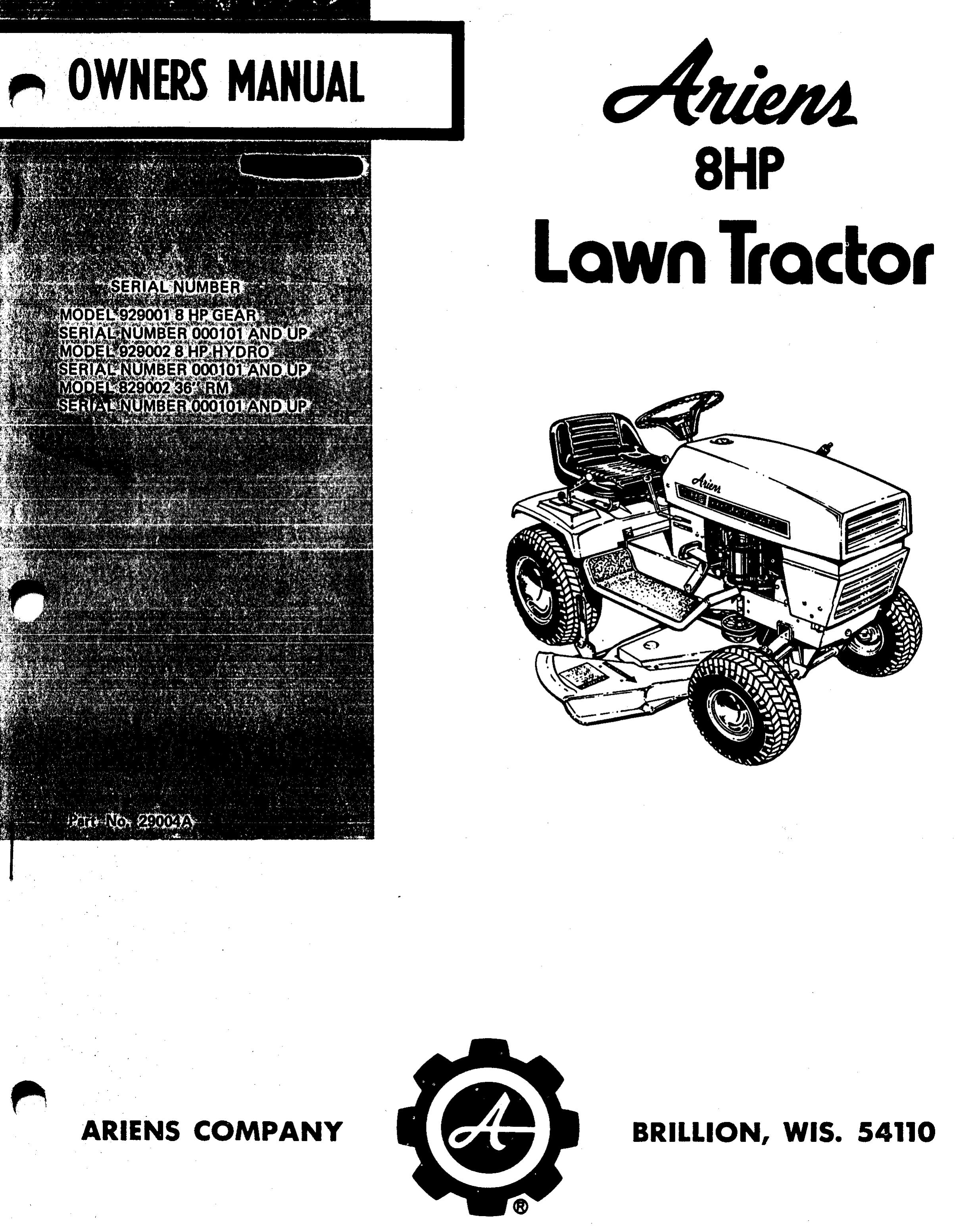 Ariens 829002 Lawn Mower User Manual