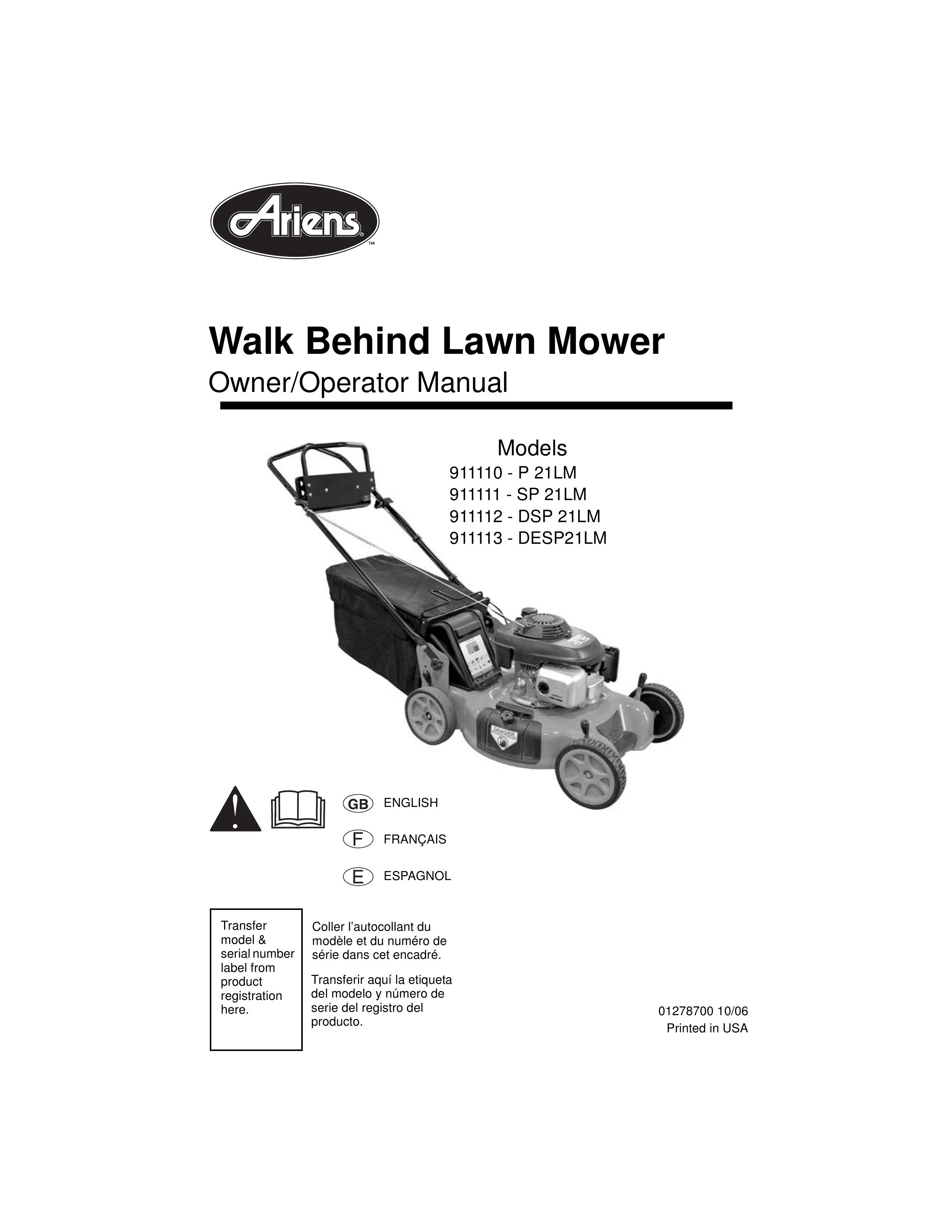 Ariens 911110 - P 21LM Lawn Mower User Manual
