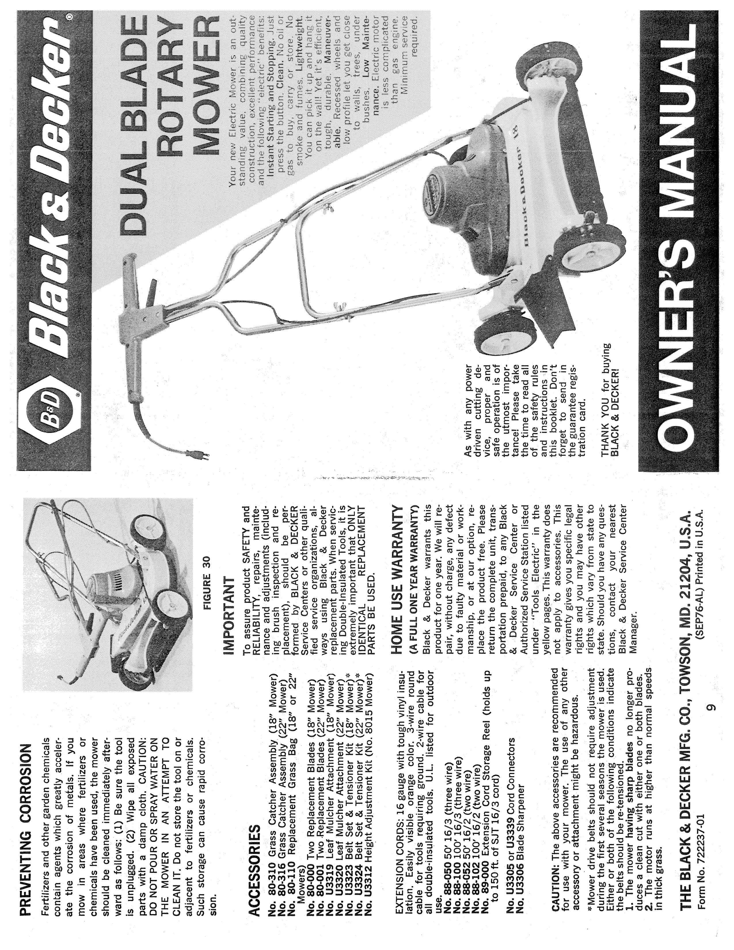 Black & Decker 722237-01 Lawn Mower User Manual