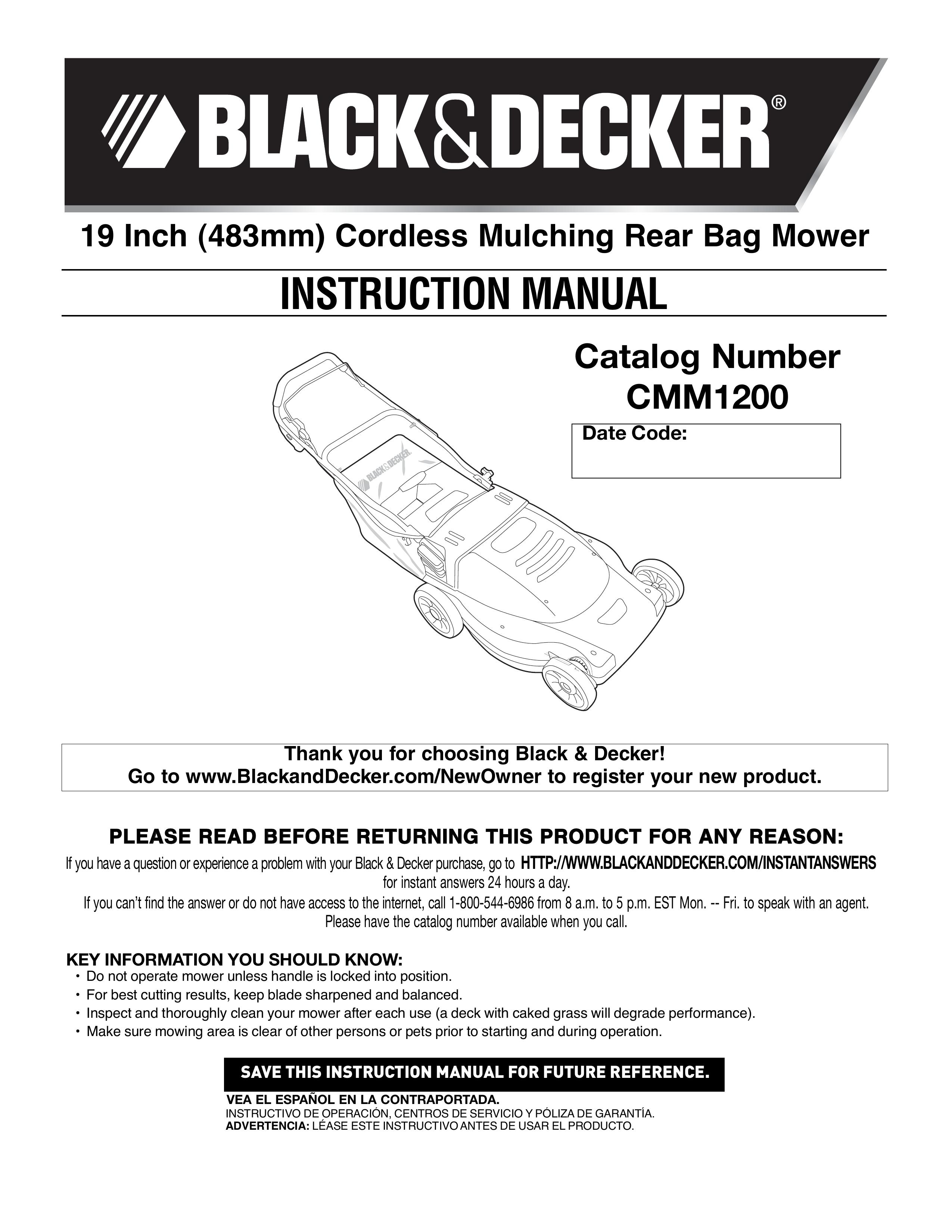 Black & Decker 90541667 Lawn Mower User Manual