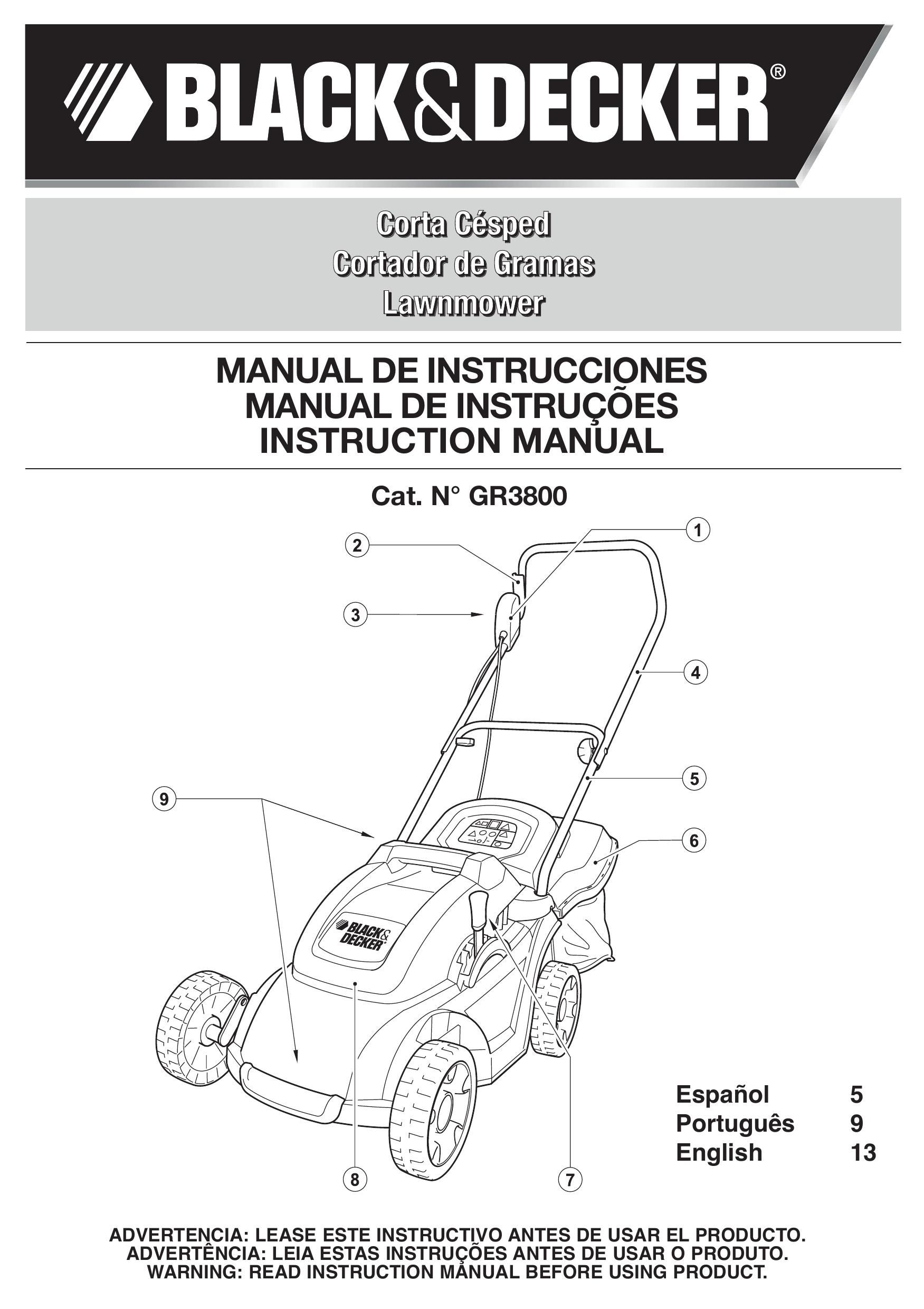Black & Decker GR3800 Lawn Mower User Manual