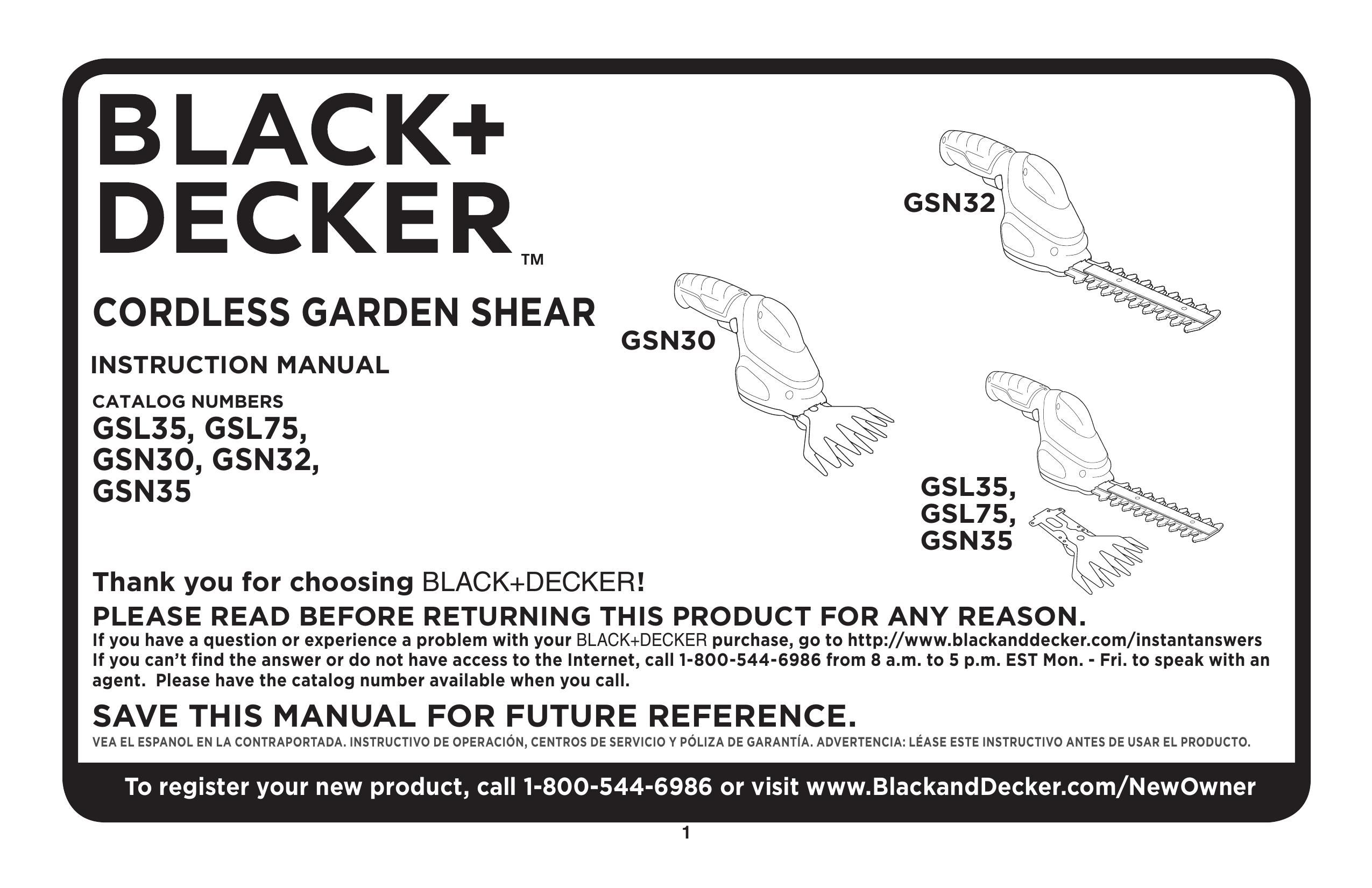 Black & Decker GSN32 Lawn Mower User Manual