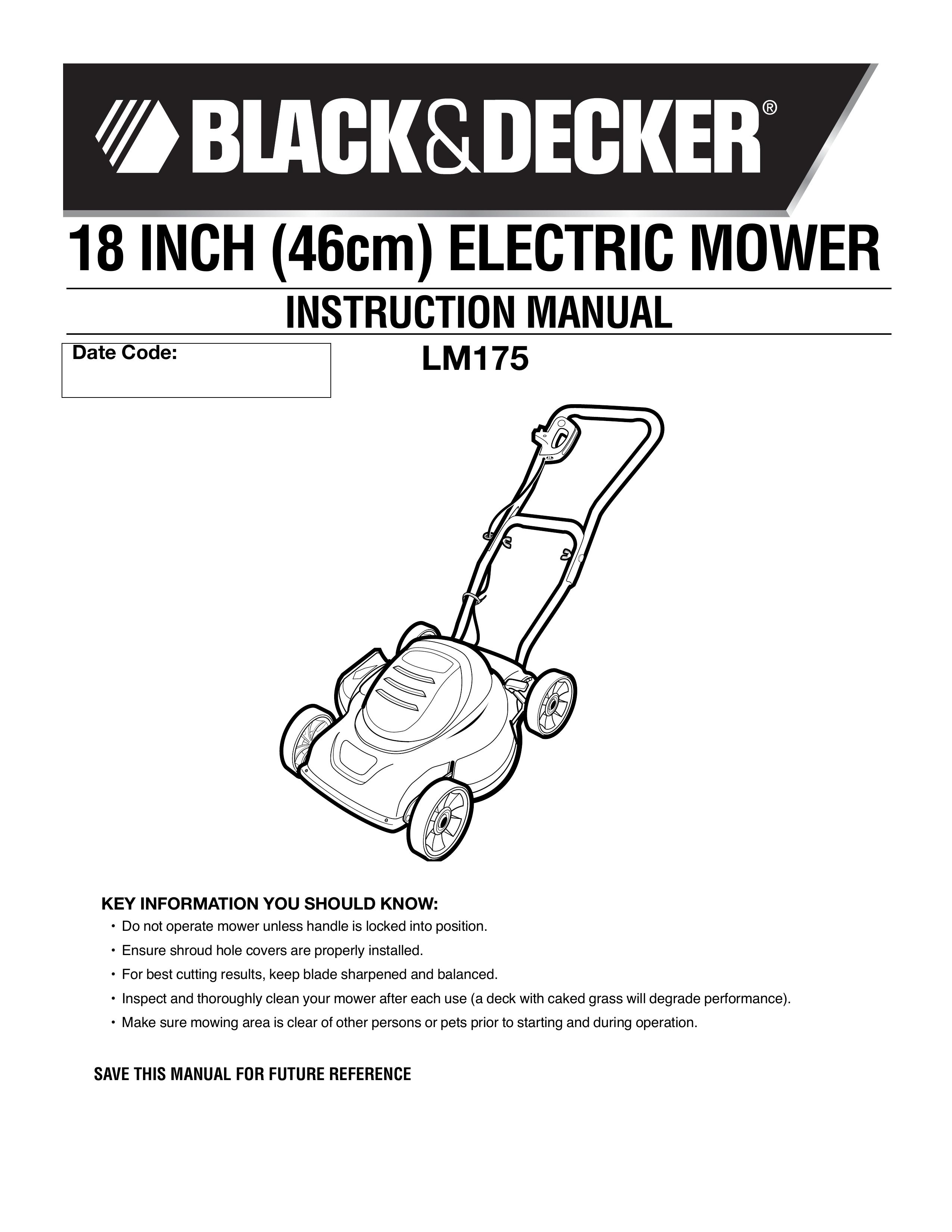 Black & Decker LM175 Lawn Mower User Manual