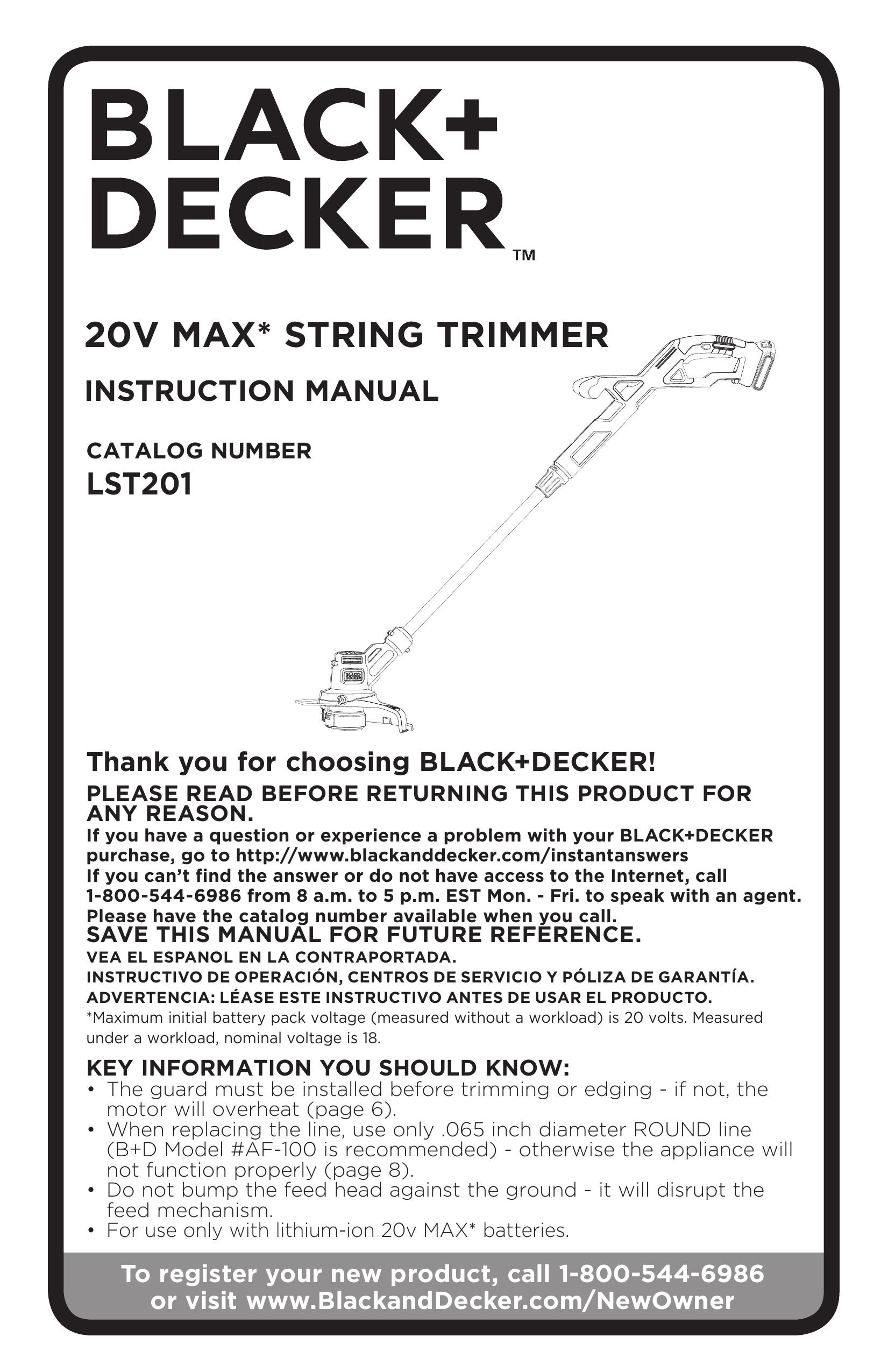 Black & Decker LST201 Lawn Mower User Manual