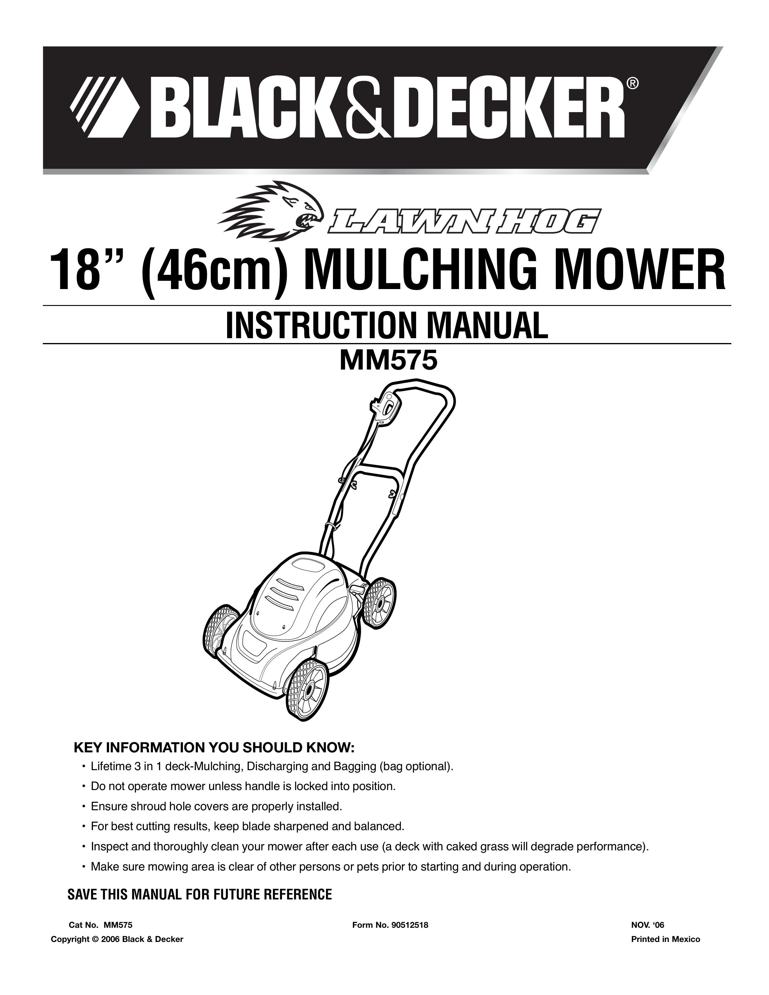 Black & Decker MM575 Lawn Mower User Manual