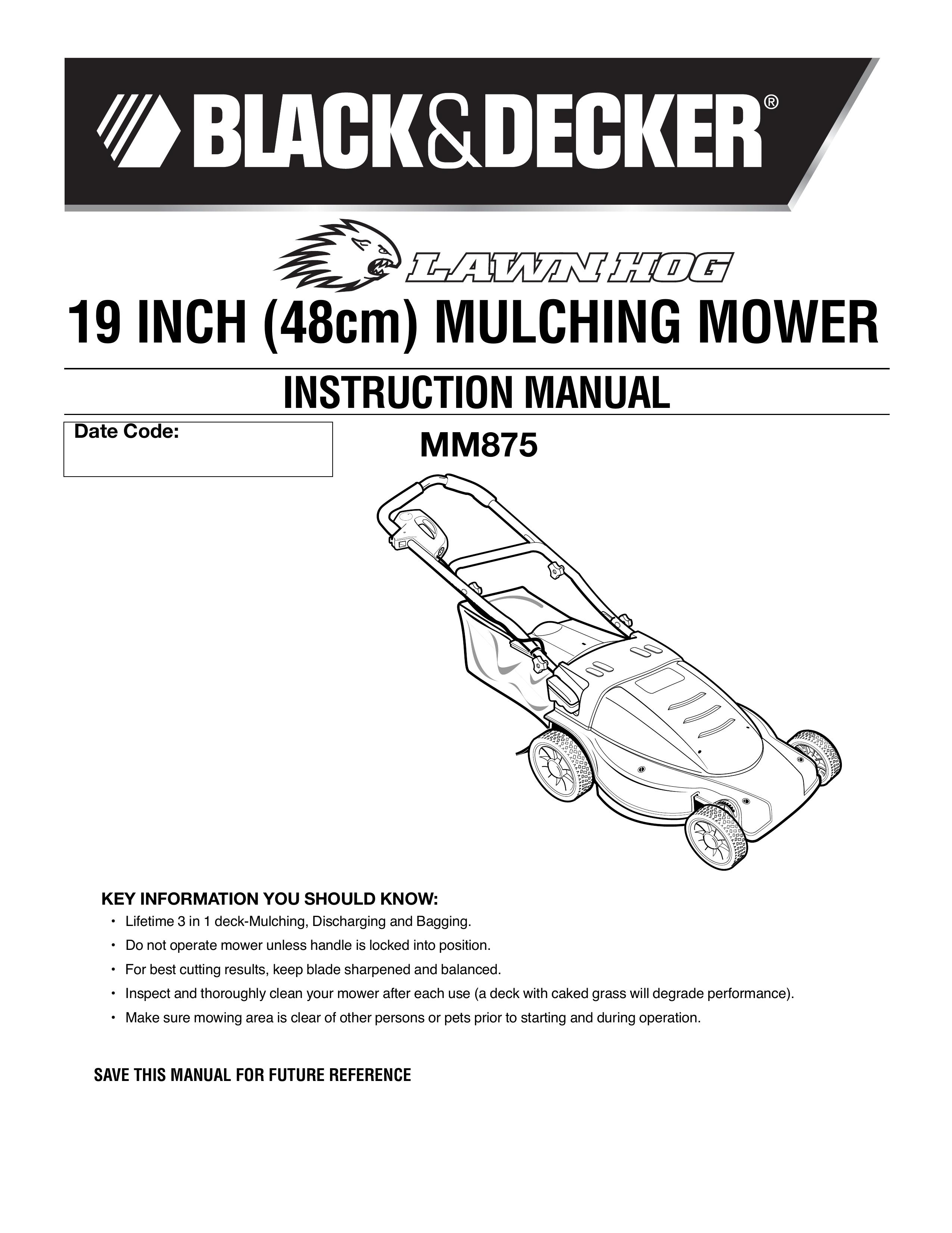Black & Decker MM875 Lawn Mower User Manual