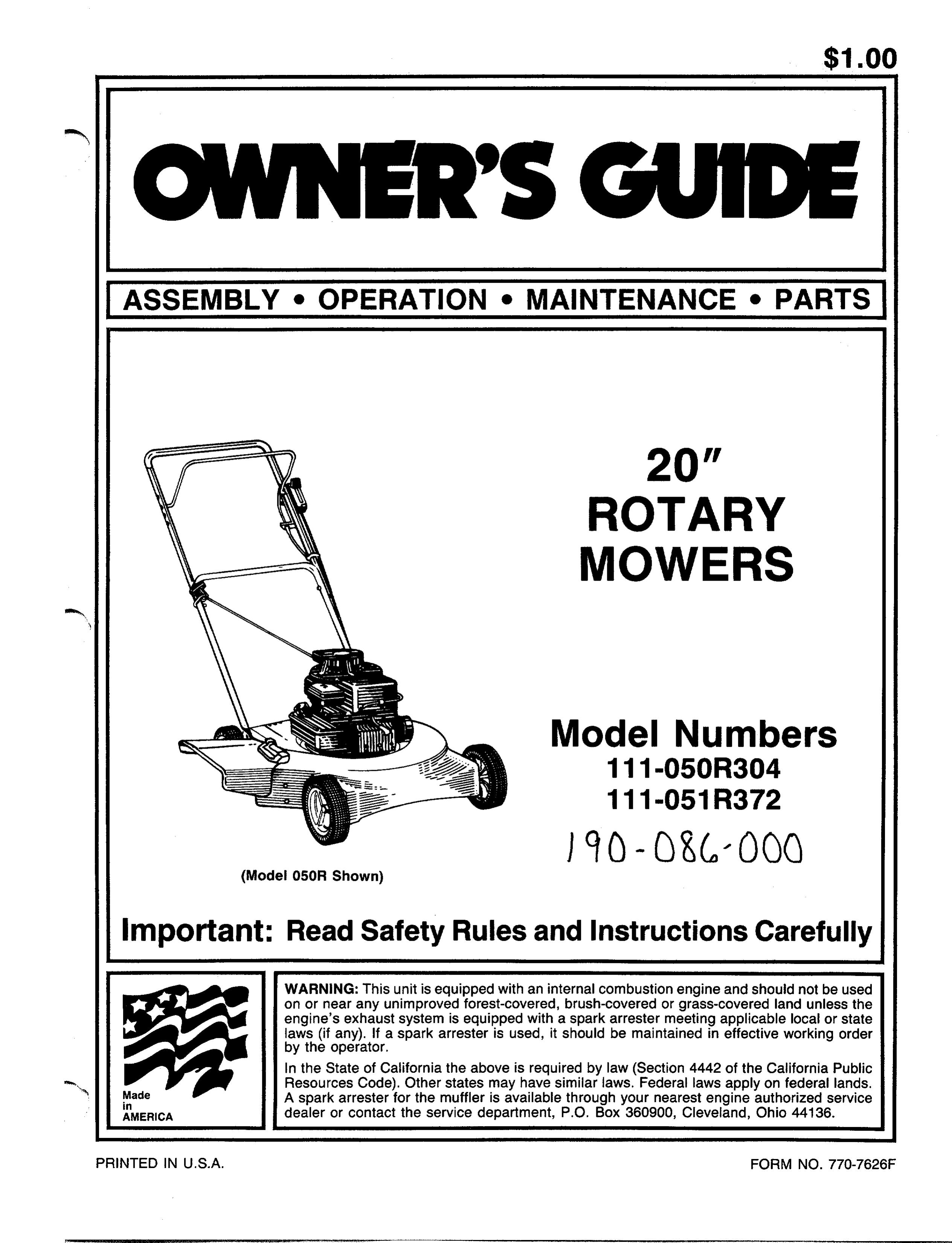 Bolens 111-051R372 Lawn Mower User Manual