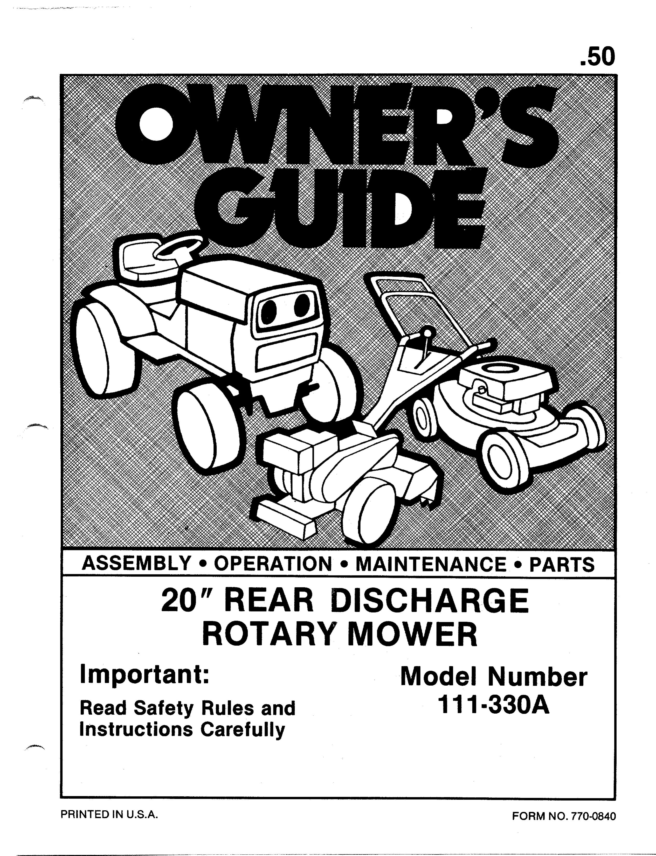 Bolens 111-330A Lawn Mower User Manual