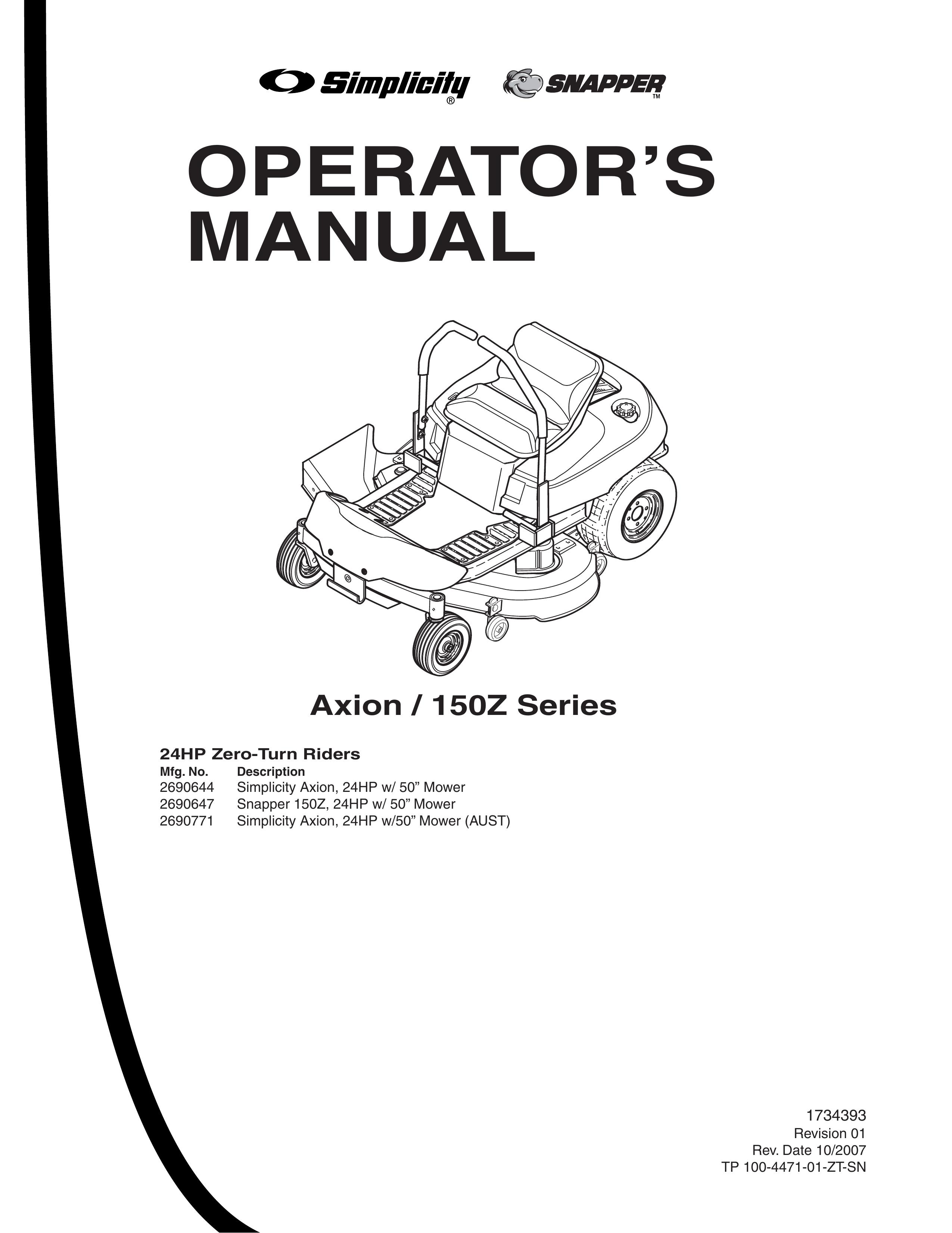Briggs & Stratton 150Z Series Lawn Mower User Manual