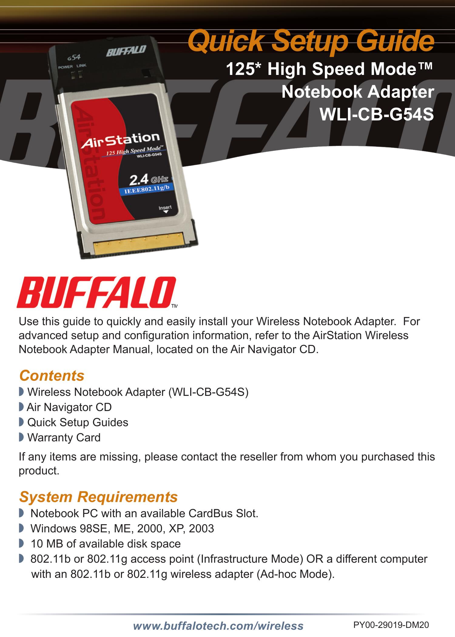 Buffalo Technology WLI-CB-G54S Lawn Mower User Manual