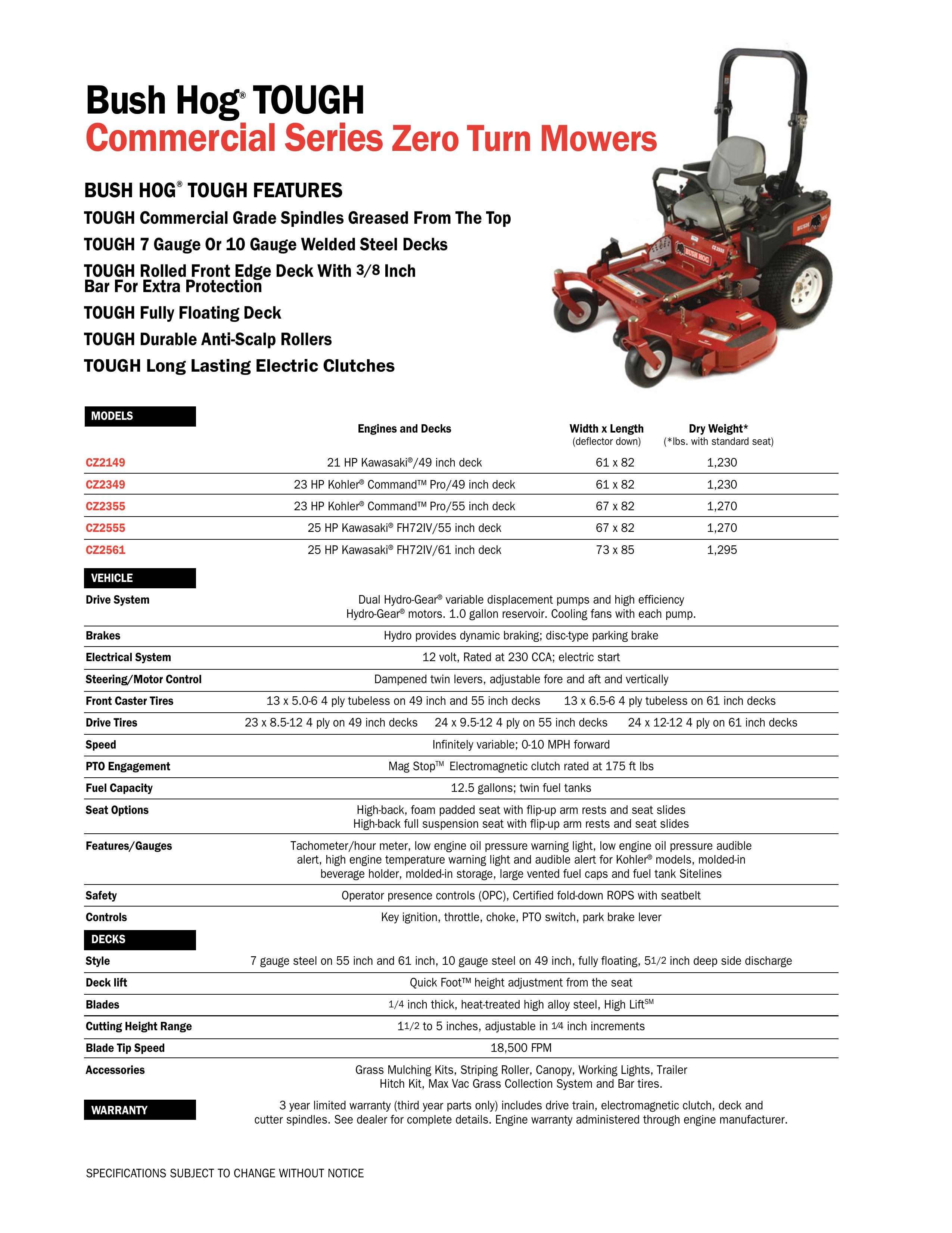 Bush Hog CZ2355 Lawn Mower User Manual