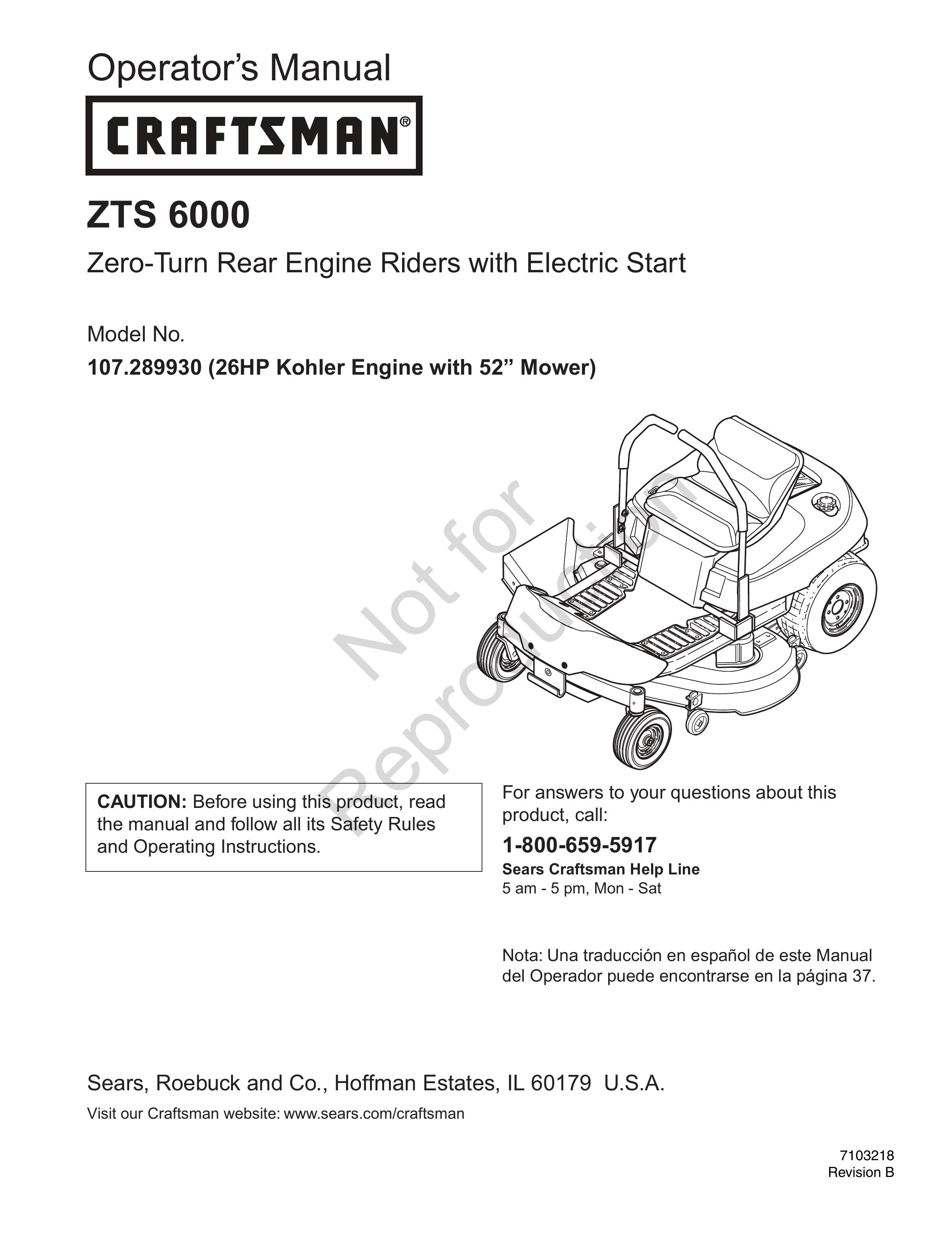 Craftsman 107.28993 Lawn Mower User Manual