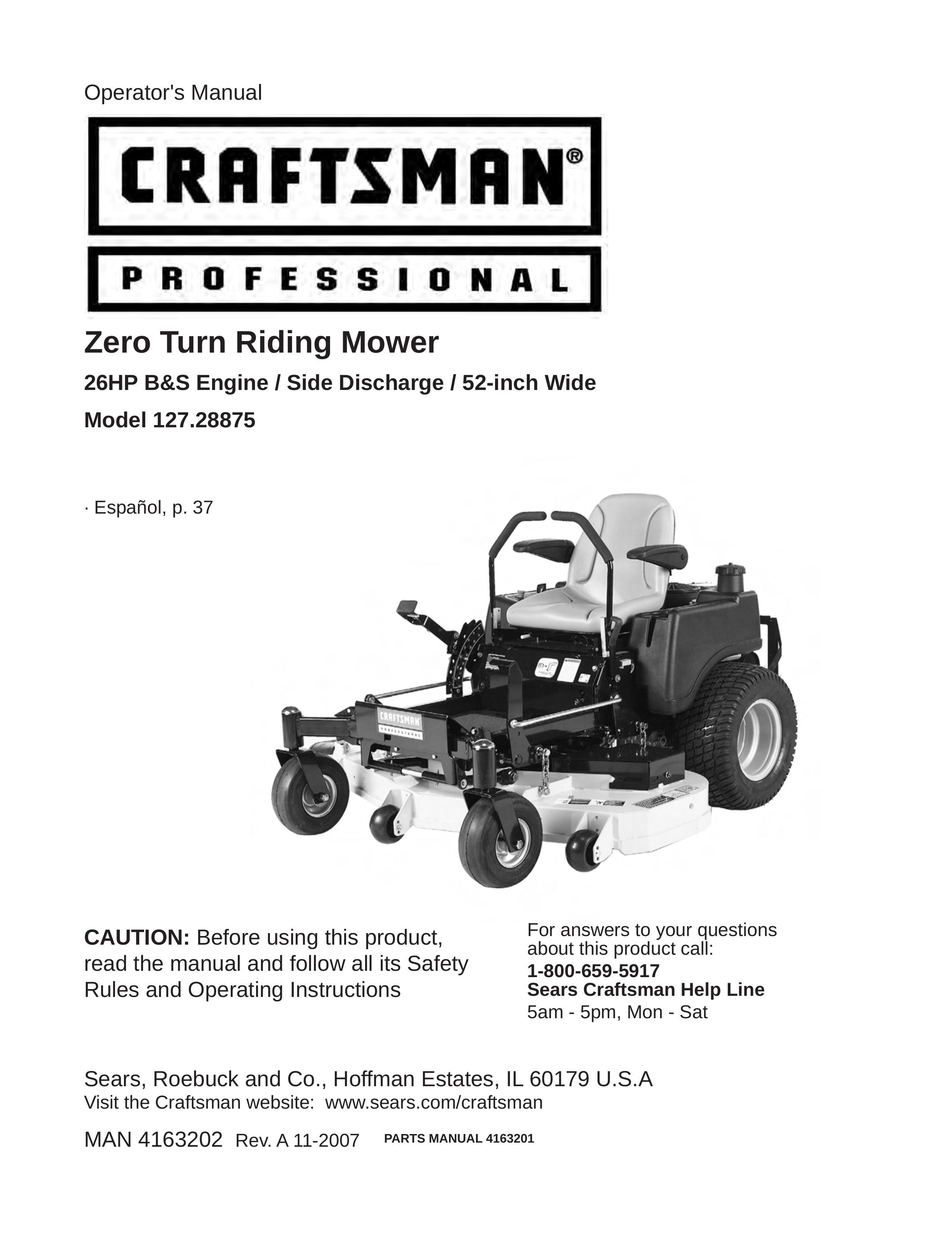 Craftsman 127.28875 Lawn Mower User Manual